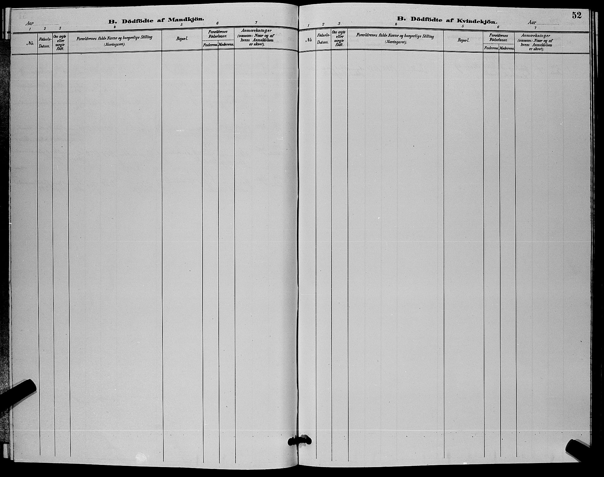 Flesberg kirkebøker, SAKO/A-18/G/Ga/L0004: Klokkerbok nr. I 4 /1, 1890-1898, s. 52