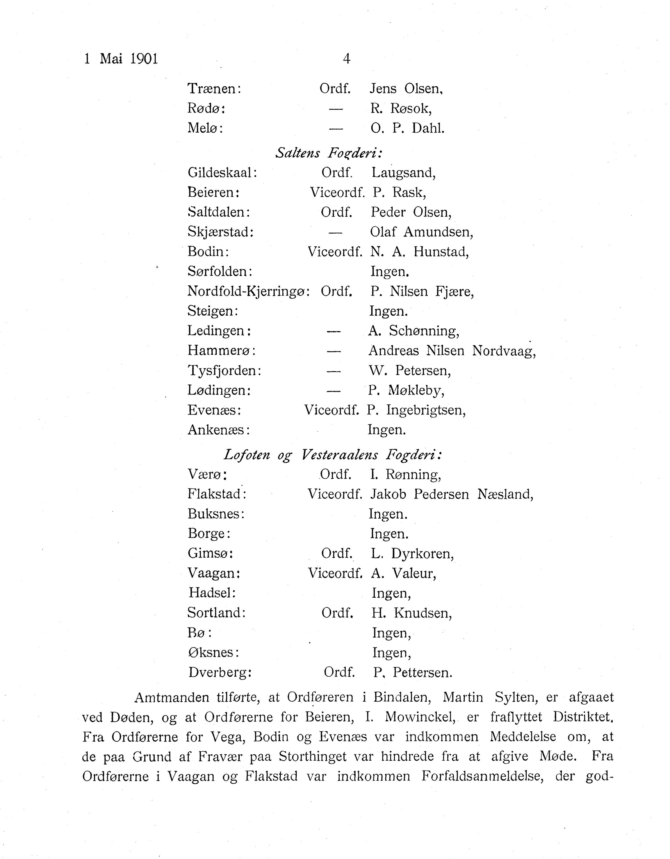 Nordland Fylkeskommune. Fylkestinget, AIN/NFK-17/176/A/Ac/L0024: Fylkestingsforhandlinger 1901, 1901