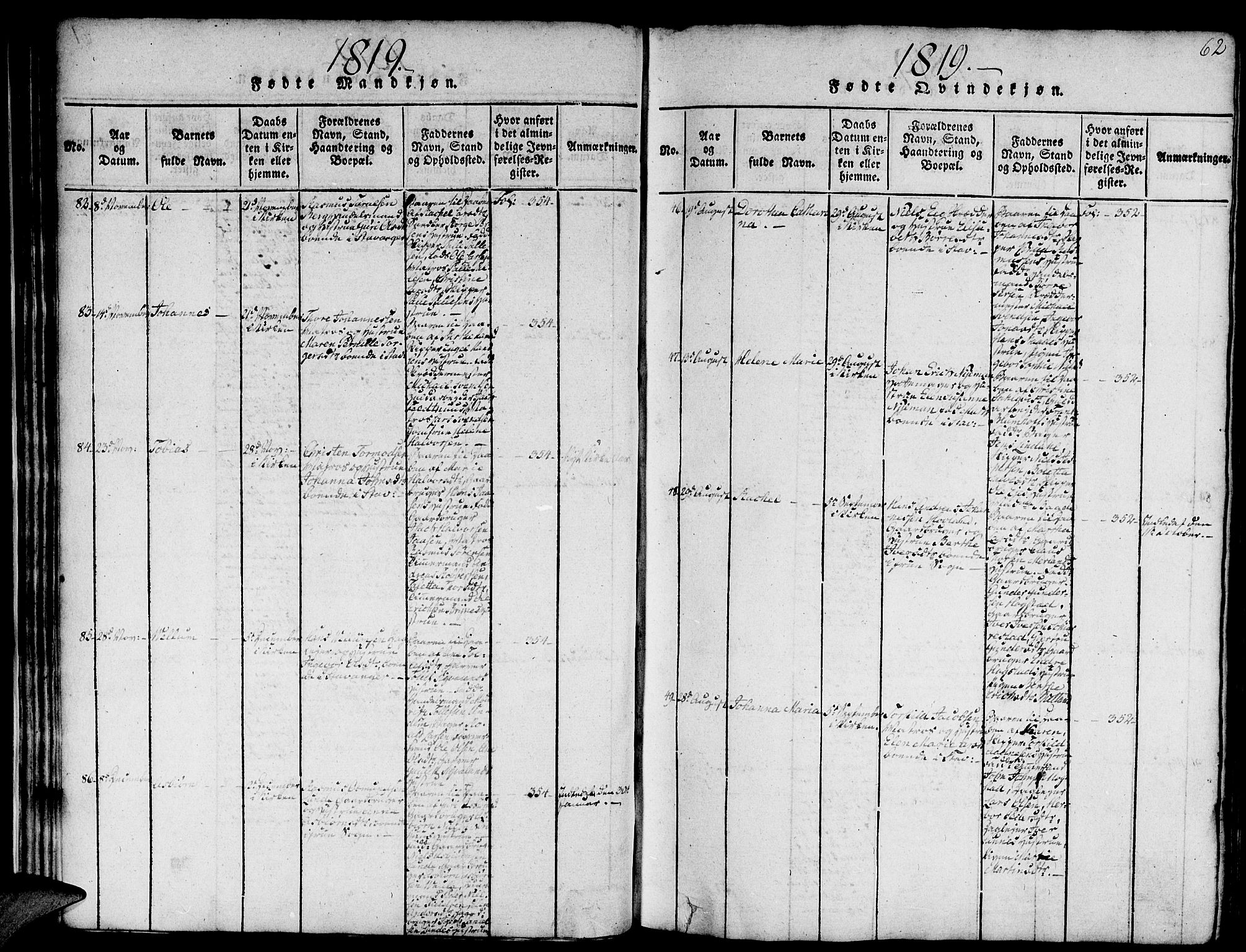 Domkirken sokneprestkontor, AV/SAST-A-101812/001/30/30BA/L0008: Ministerialbok nr. A 8, 1816-1821, s. 62