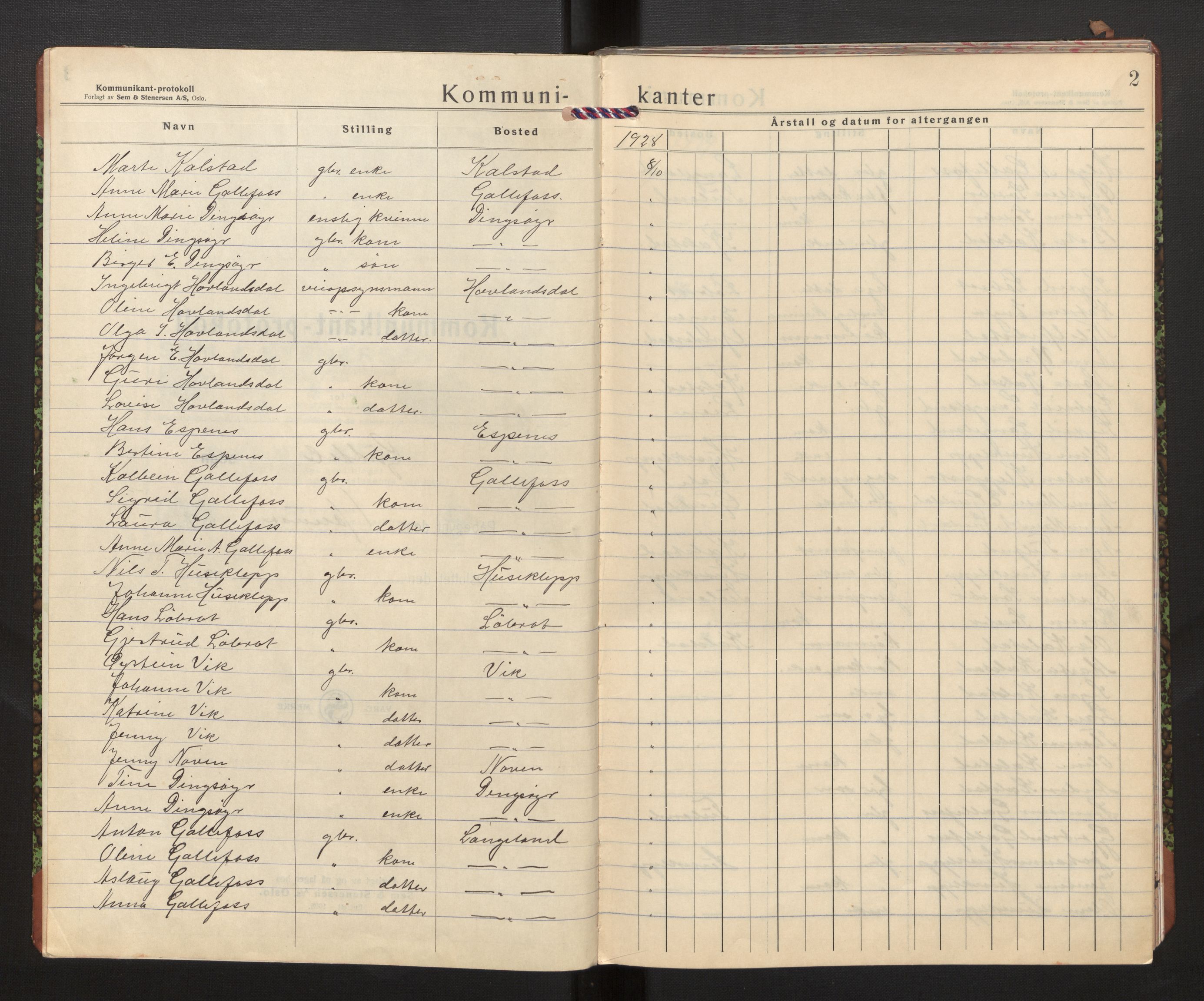 Fjaler sokneprestembete, AV/SAB-A-79801/H/Hb/L0010: Kommunikantprotokoll nr. 10, 1928-1932