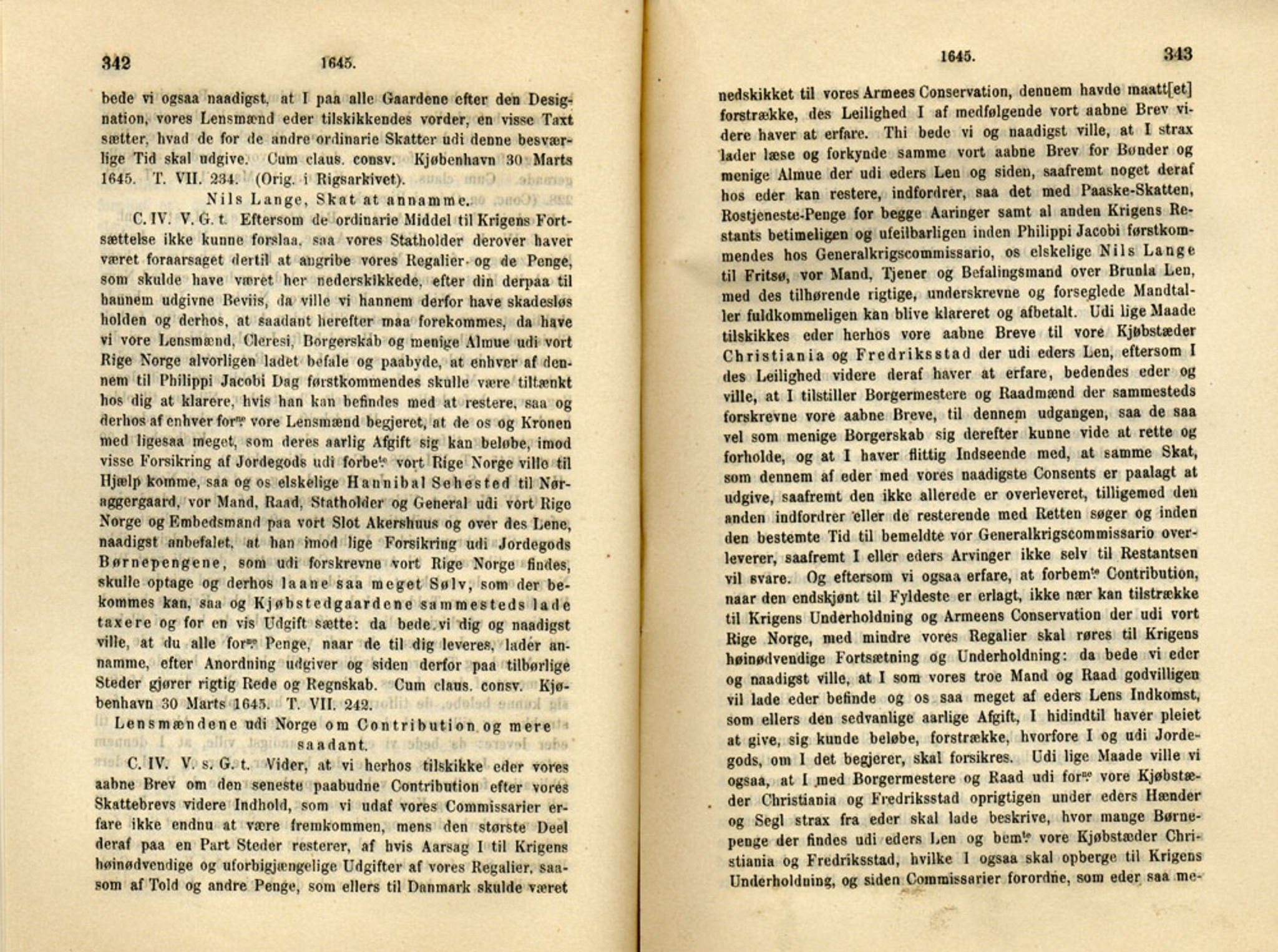 Publikasjoner utgitt av Det Norske Historiske Kildeskriftfond, PUBL/-/-/-: Norske Rigs-Registranter, bind 8, 1641-1648, s. 342-343