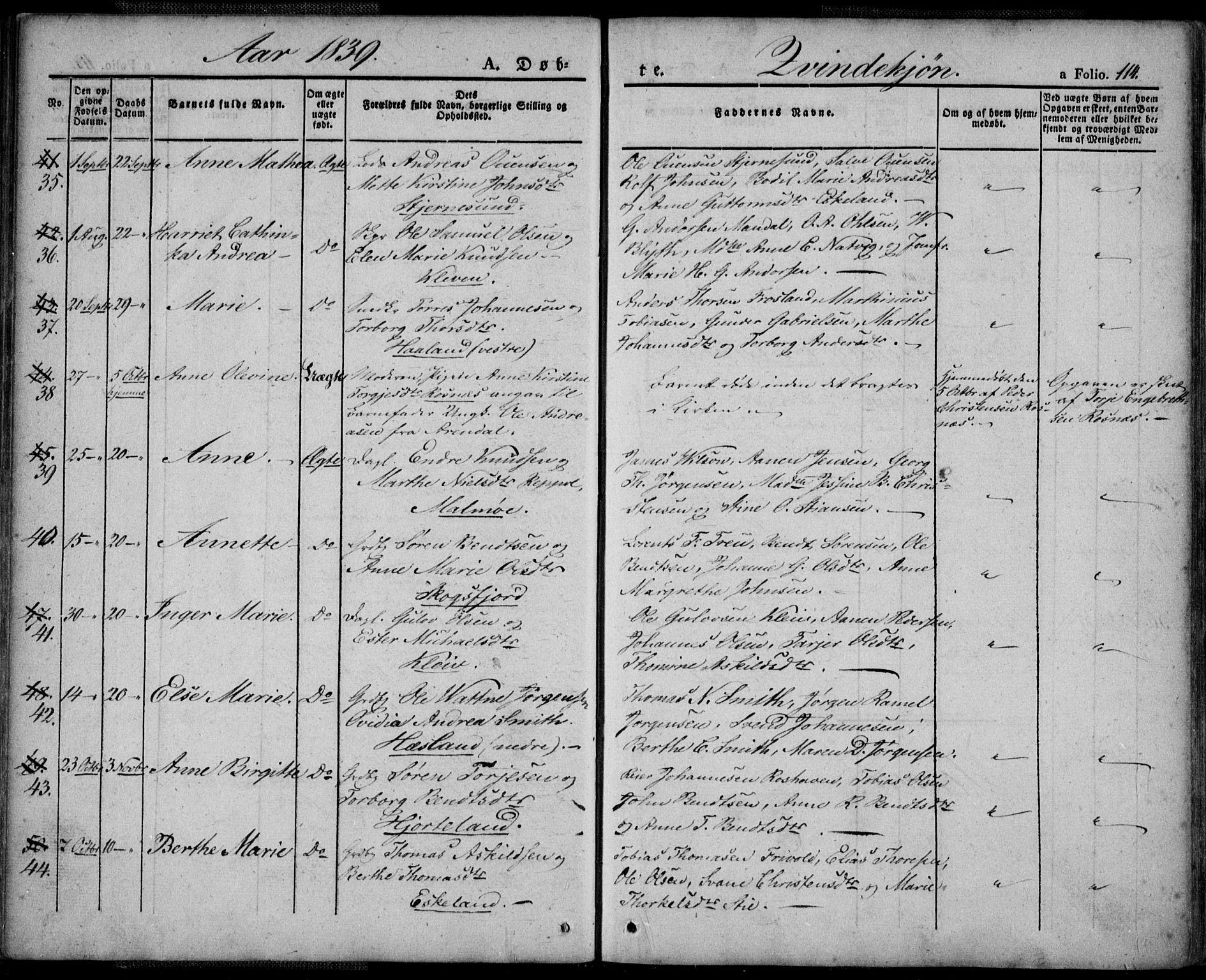 Mandal sokneprestkontor, AV/SAK-1111-0030/F/Fa/Faa/L0011: Ministerialbok nr. A 11, 1830-1839, s. 114