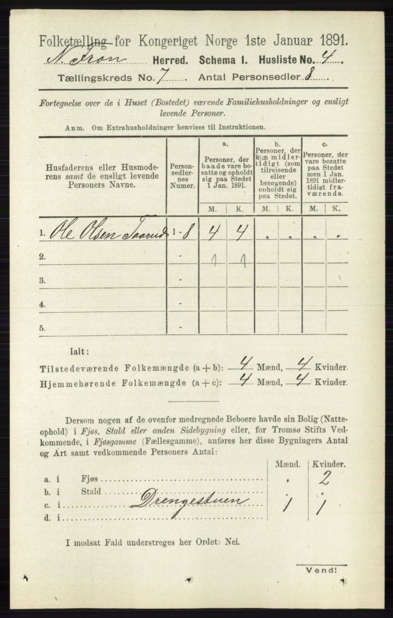 RA, Folketelling 1891 for 0518 Nord-Fron herred, 1891, s. 2739