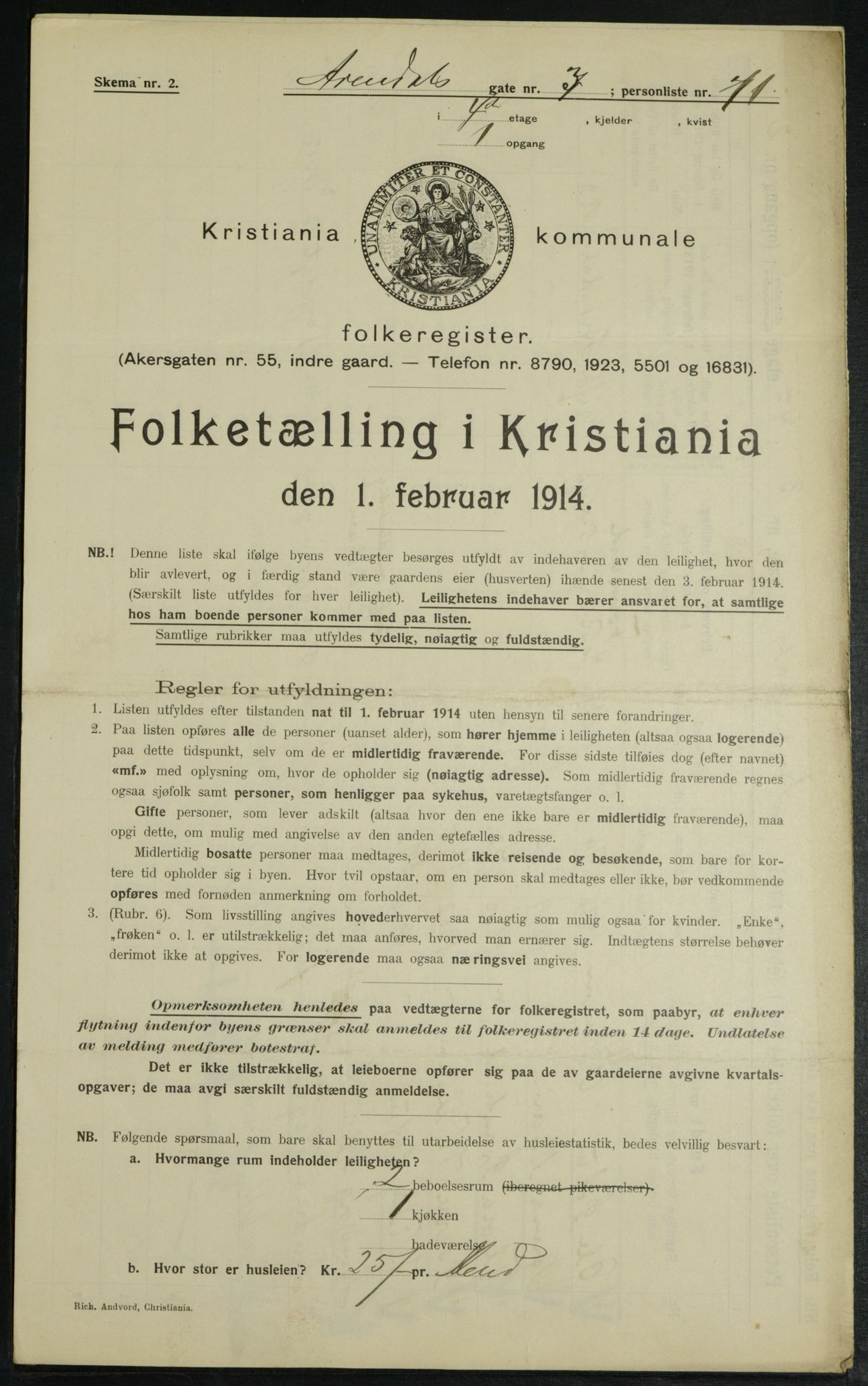 OBA, Kommunal folketelling 1.2.1914 for Kristiania, 1914, s. 2069