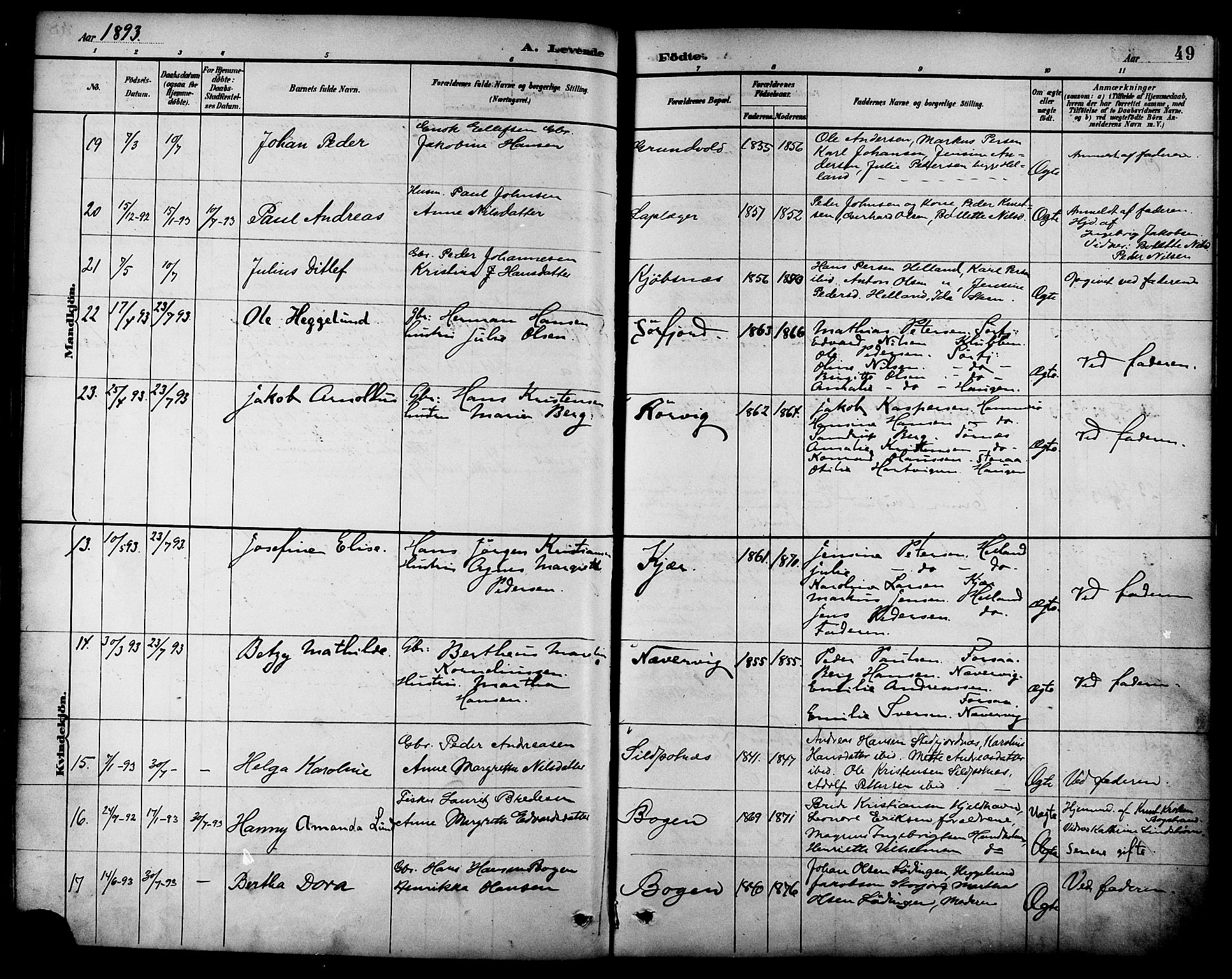 Ministerialprotokoller, klokkerbøker og fødselsregistre - Nordland, AV/SAT-A-1459/861/L0869: Ministerialbok nr. 861A04, 1889-1903, s. 49