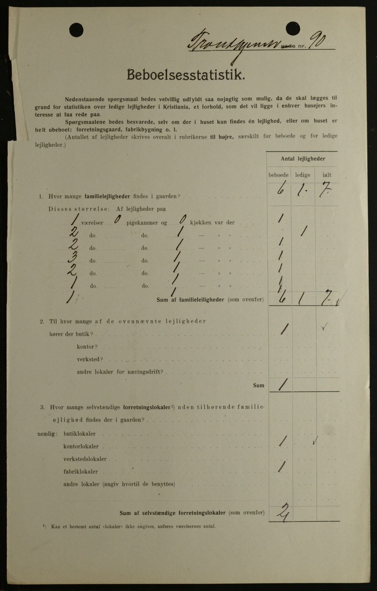 OBA, Kommunal folketelling 1.2.1908 for Kristiania kjøpstad, 1908, s. 105476