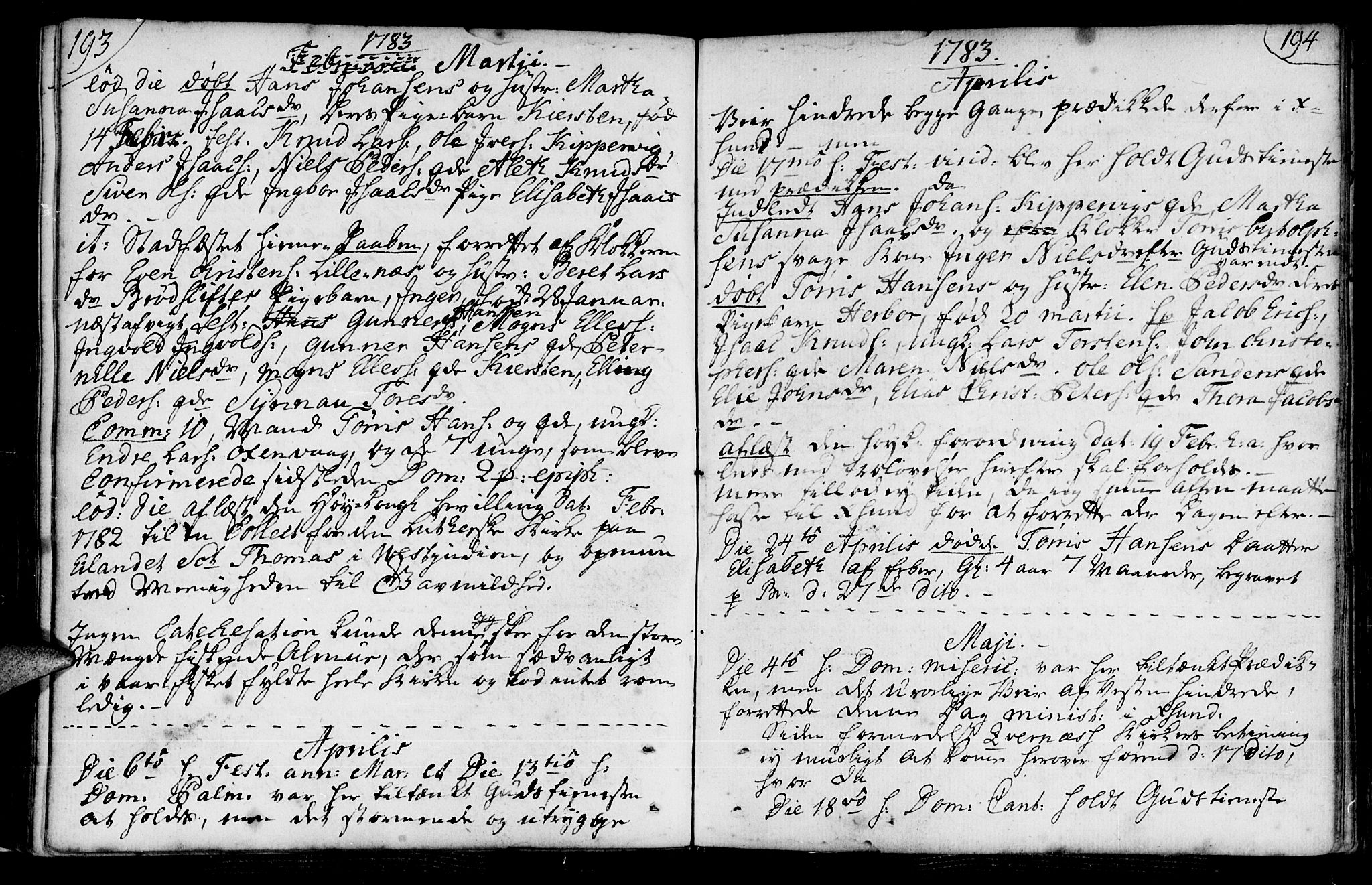 Ministerialprotokoller, klokkerbøker og fødselsregistre - Møre og Romsdal, AV/SAT-A-1454/574/L0876: Ministerialbok nr. 574A02, 1754-1814, s. 193-194