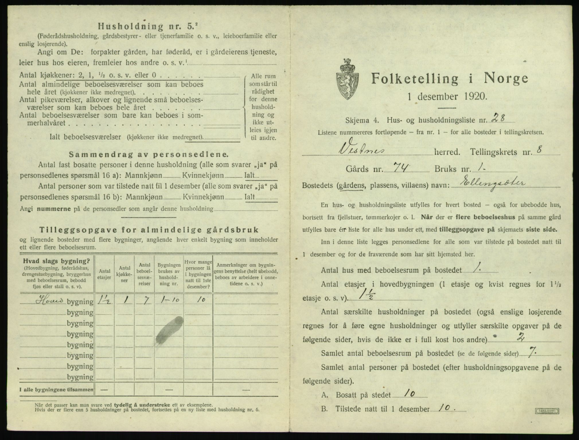 SAT, Folketelling 1920 for 1535 Vestnes herred, 1920, s. 921