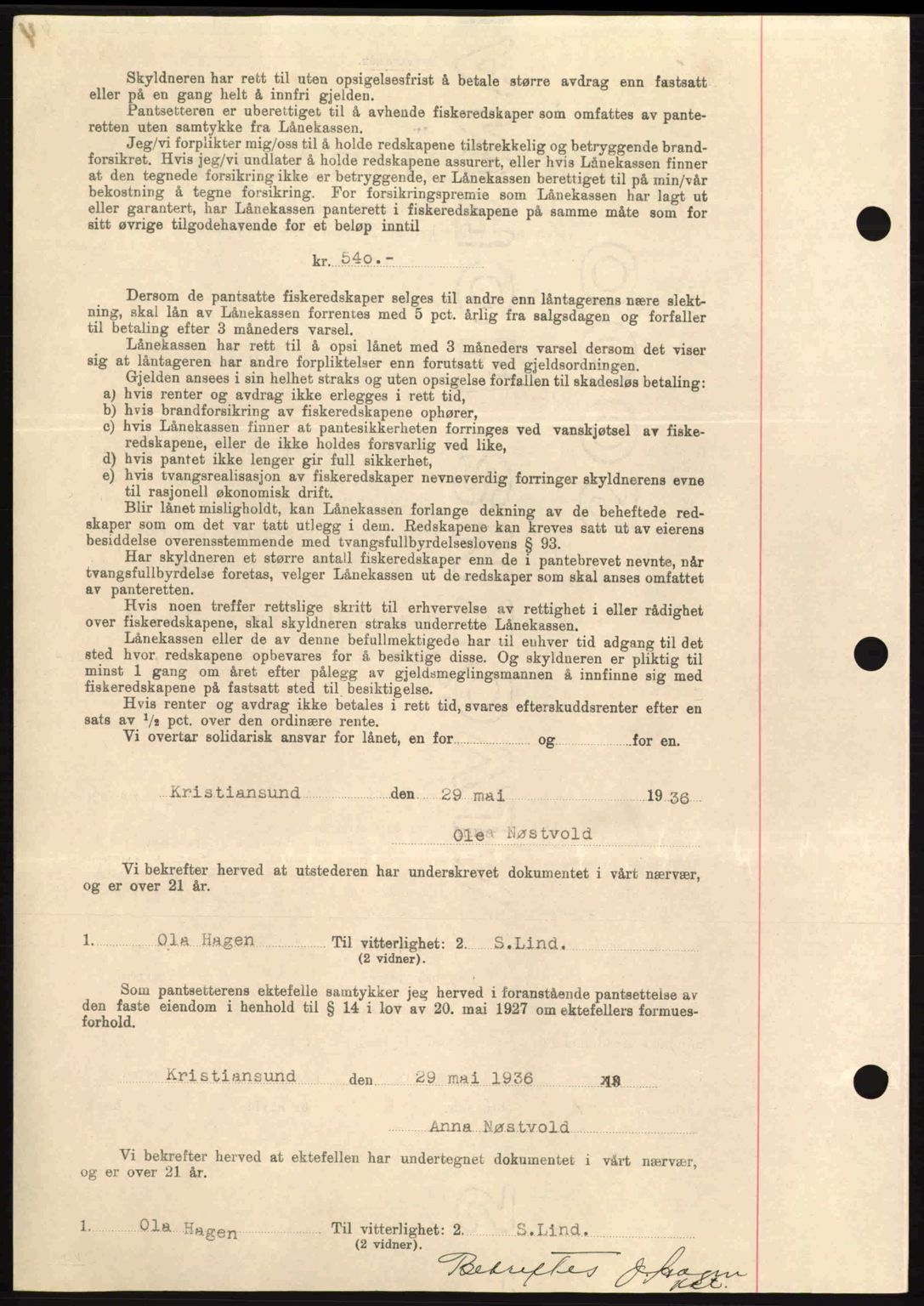 Kristiansund byfogd, AV/SAT-A-4587/A/27: Pantebok nr. 29, 1936-1937, Dagboknr: 437/1936
