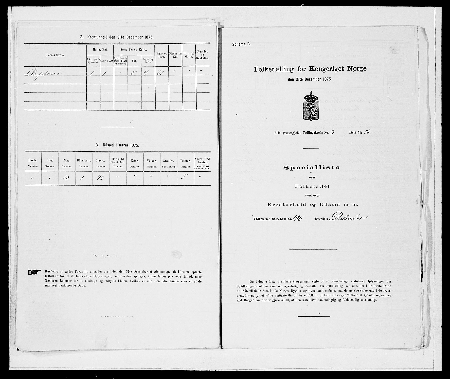 SAB, Folketelling 1875 for 1443P Eid prestegjeld, 1875, s. 340