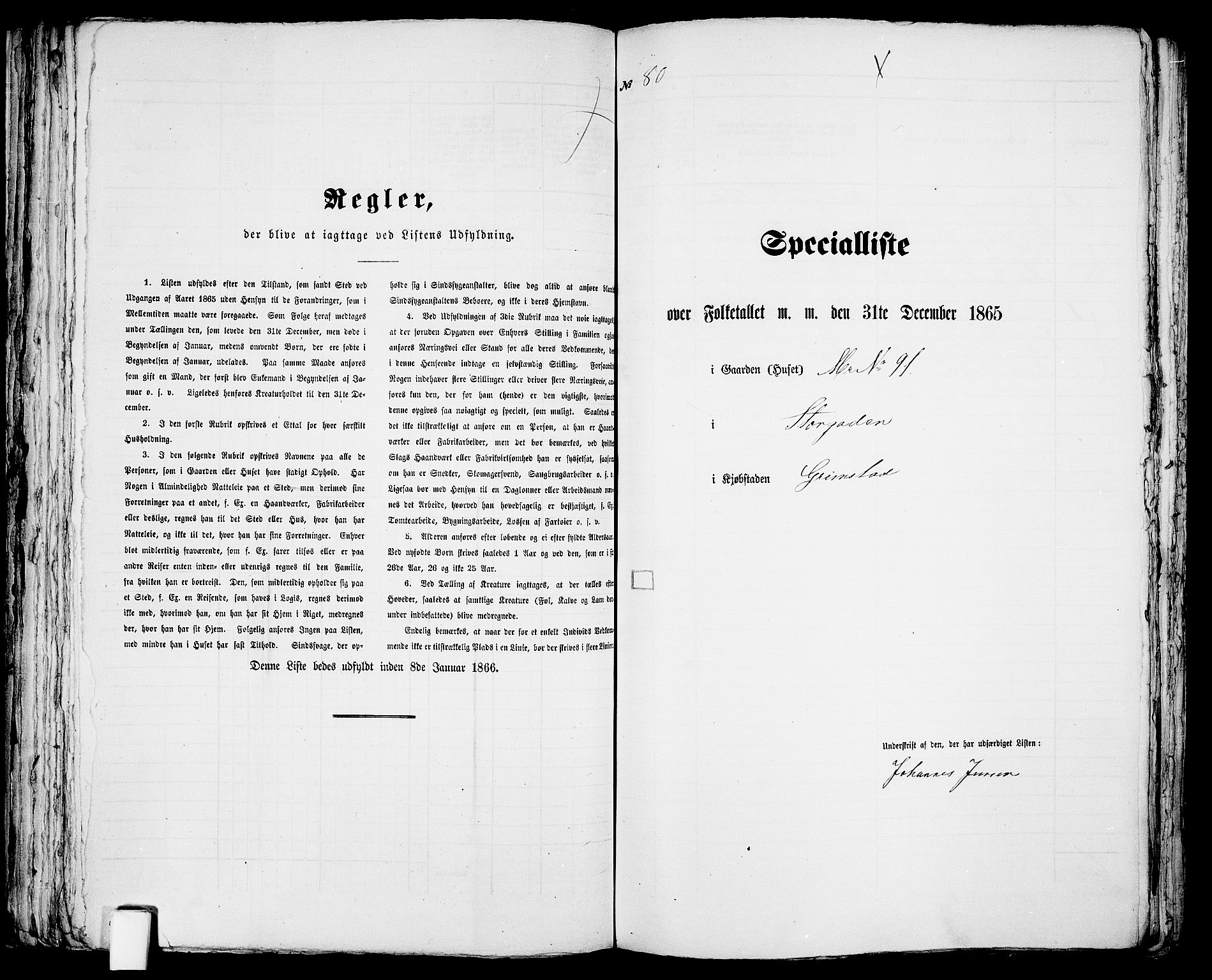 RA, Folketelling 1865 for 0904B Fjære prestegjeld, Grimstad kjøpstad, 1865, s. 164