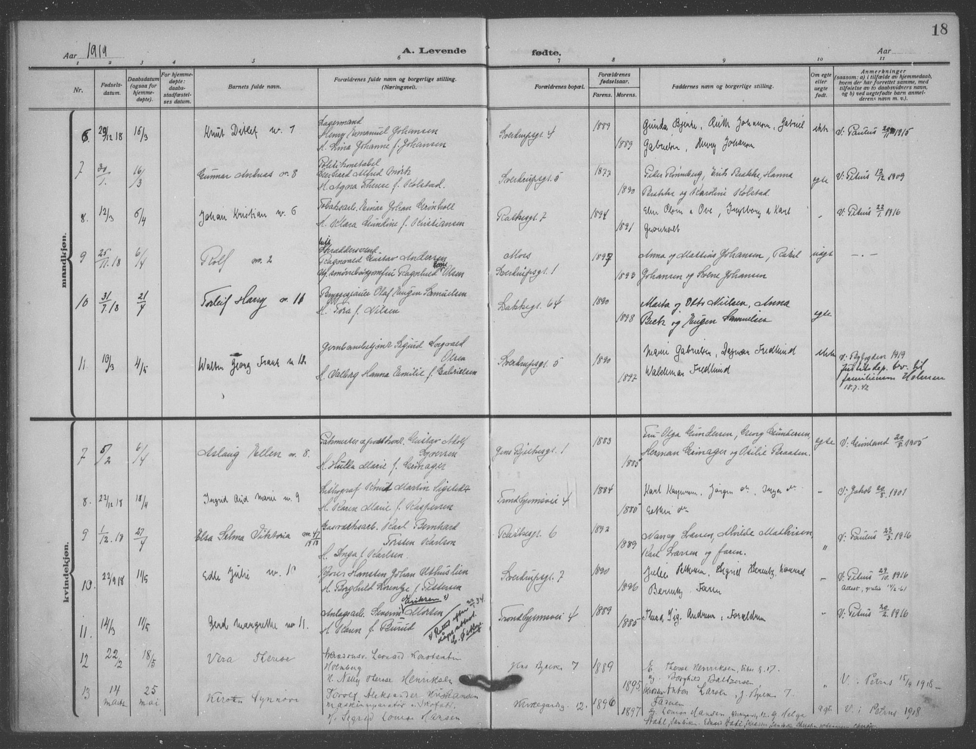 Matteus prestekontor Kirkebøker, AV/SAO-A-10870/F/Fa/L0001: Ministerialbok nr. 1, 1917-1938, s. 18