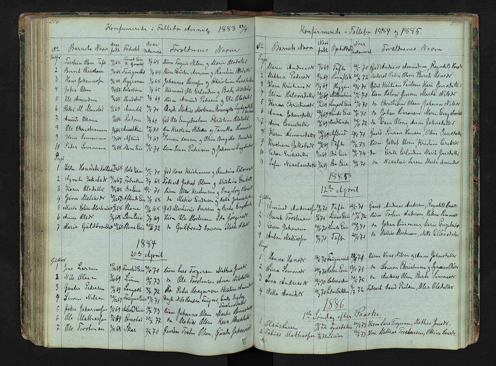 Gausdal prestekontor, AV/SAH-PREST-090/H/Ha/Hab/L0006: Klokkerbok nr. 6, 1846-1893, s. 276-277