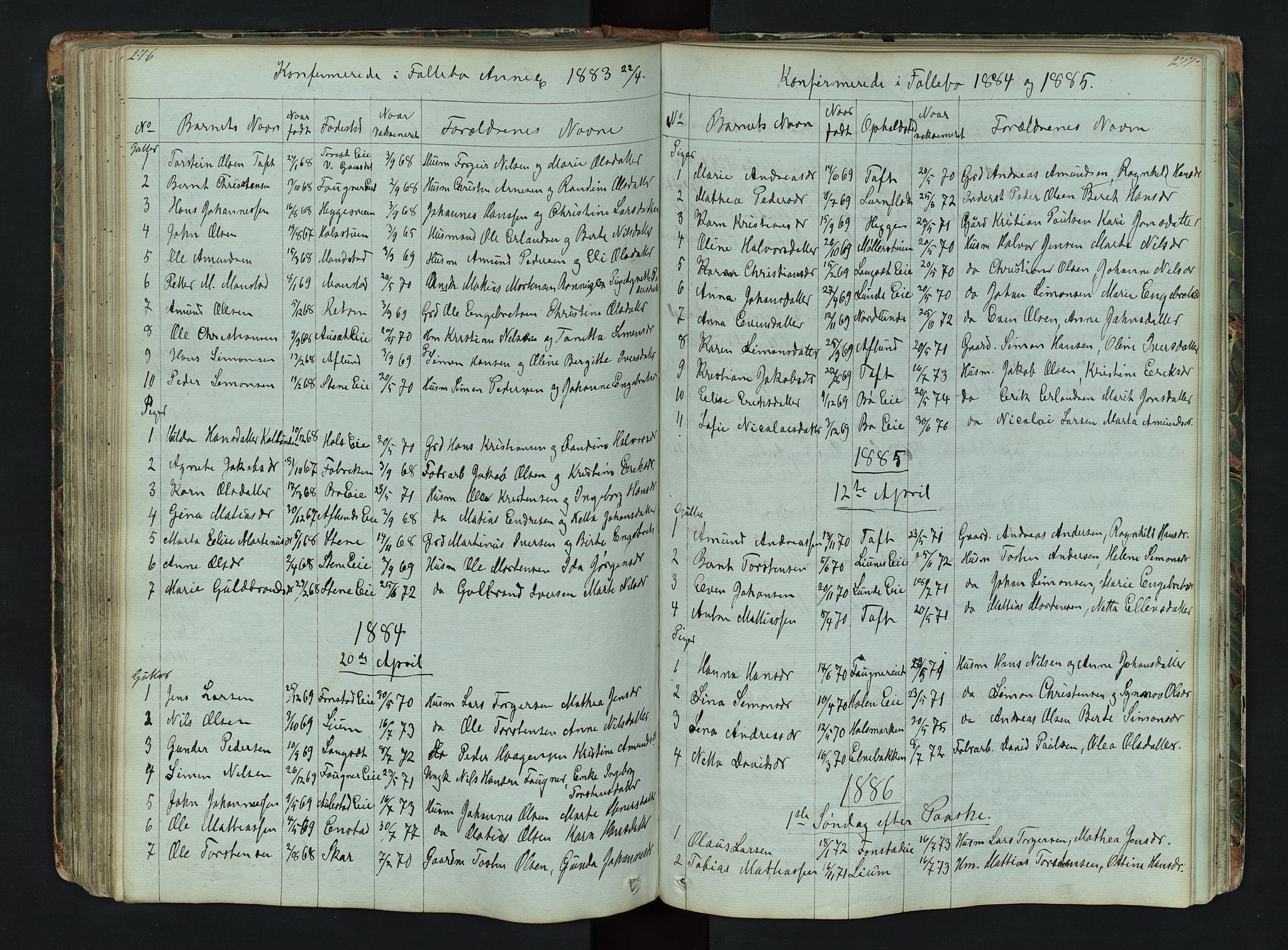 Gausdal prestekontor, SAH/PREST-090/H/Ha/Hab/L0006: Klokkerbok nr. 6, 1846-1893, s. 276-277