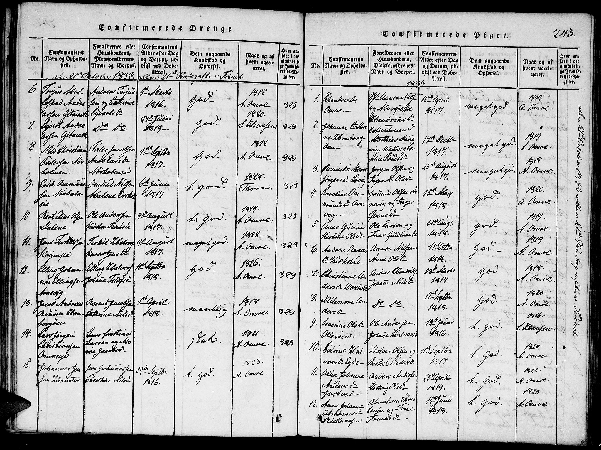 Hommedal sokneprestkontor, SAK/1111-0023/F/Fa/Faa/L0001: Ministerialbok nr. A 1, 1816-1860, s. 244