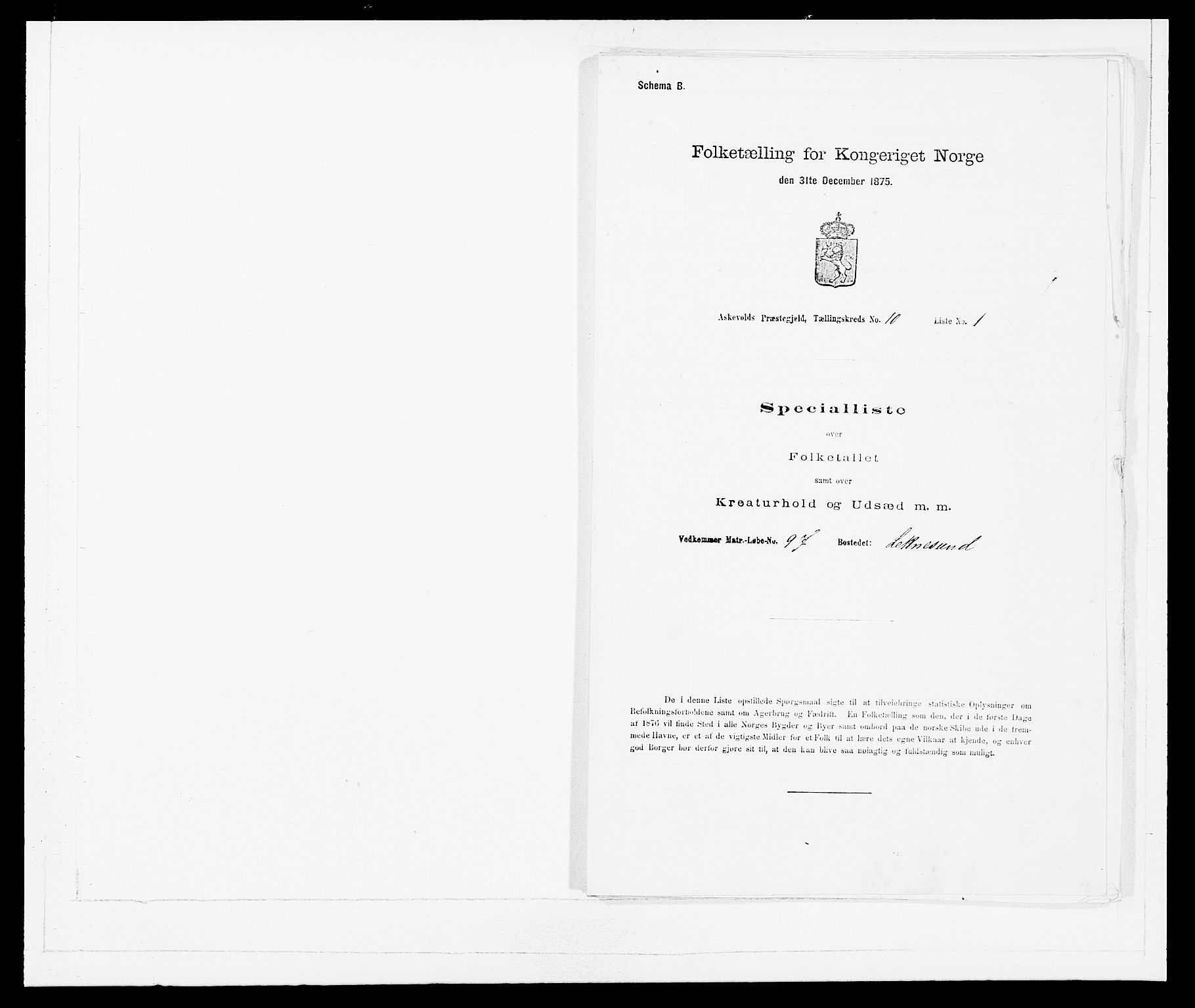 SAB, Folketelling 1875 for 1428P Askvoll prestegjeld, 1875, s. 905