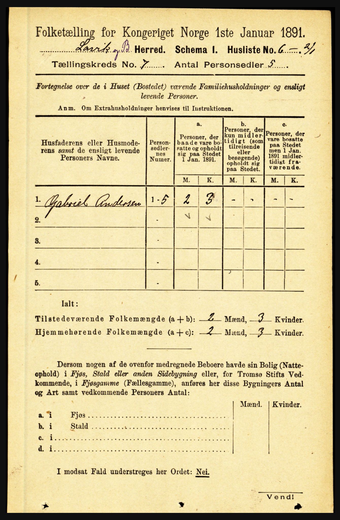 RA, Folketelling 1891 for 1415 Lavik og Brekke herred, 1891, s. 1327