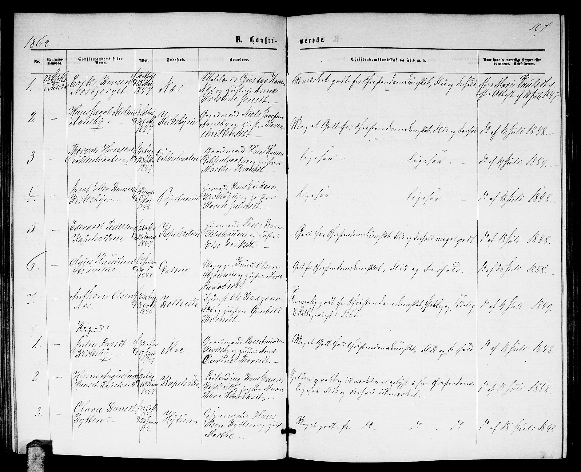 Nittedal prestekontor Kirkebøker, AV/SAO-A-10365a/G/Gb/L0001: Klokkerbok nr. II 1, 1859-1878, s. 107