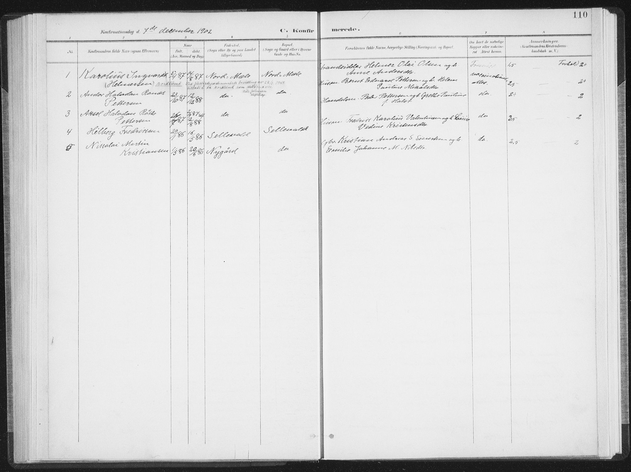 Ministerialprotokoller, klokkerbøker og fødselsregistre - Nordland, SAT/A-1459/897/L1400: Ministerialbok nr. 897A07, 1897-1908, s. 110