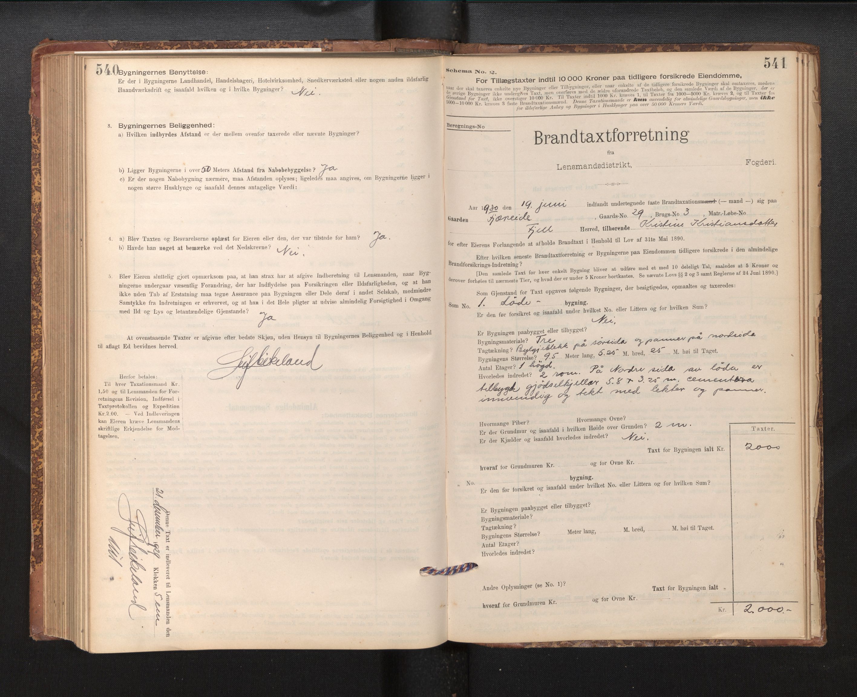 Lensmannen i Fjell, SAB/A-32301/0012/L0005: Branntakstprotokoll, skjematakst, 1895-1931, s. 540-541
