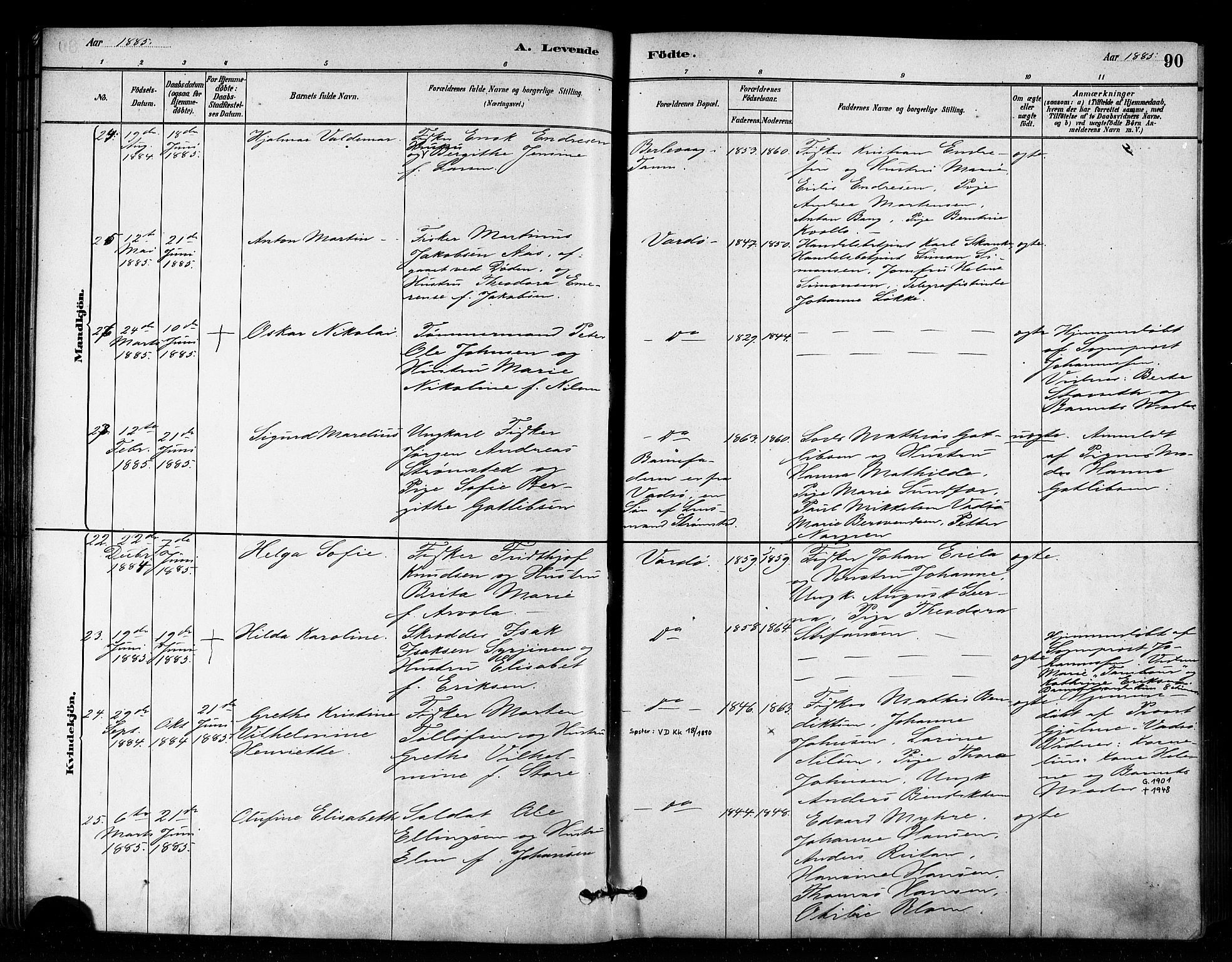Vardø sokneprestkontor, AV/SATØ-S-1332/H/Ha/L0006kirke: Ministerialbok nr. 6, 1879-1886, s. 90