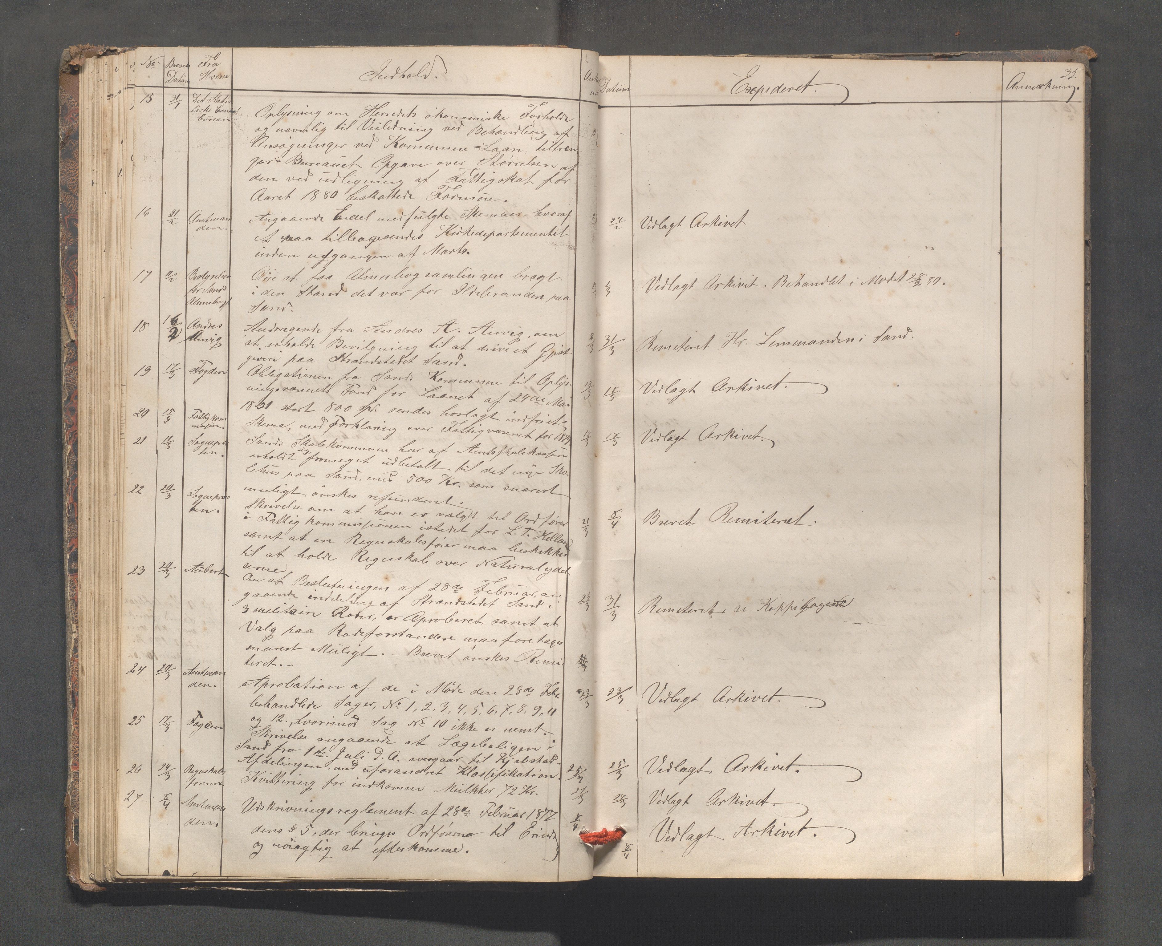 Sand kommune - Formannskapet, IKAR/K-102092/C/Ca/L0001: Brevjournal, 1859-1902, s. 35