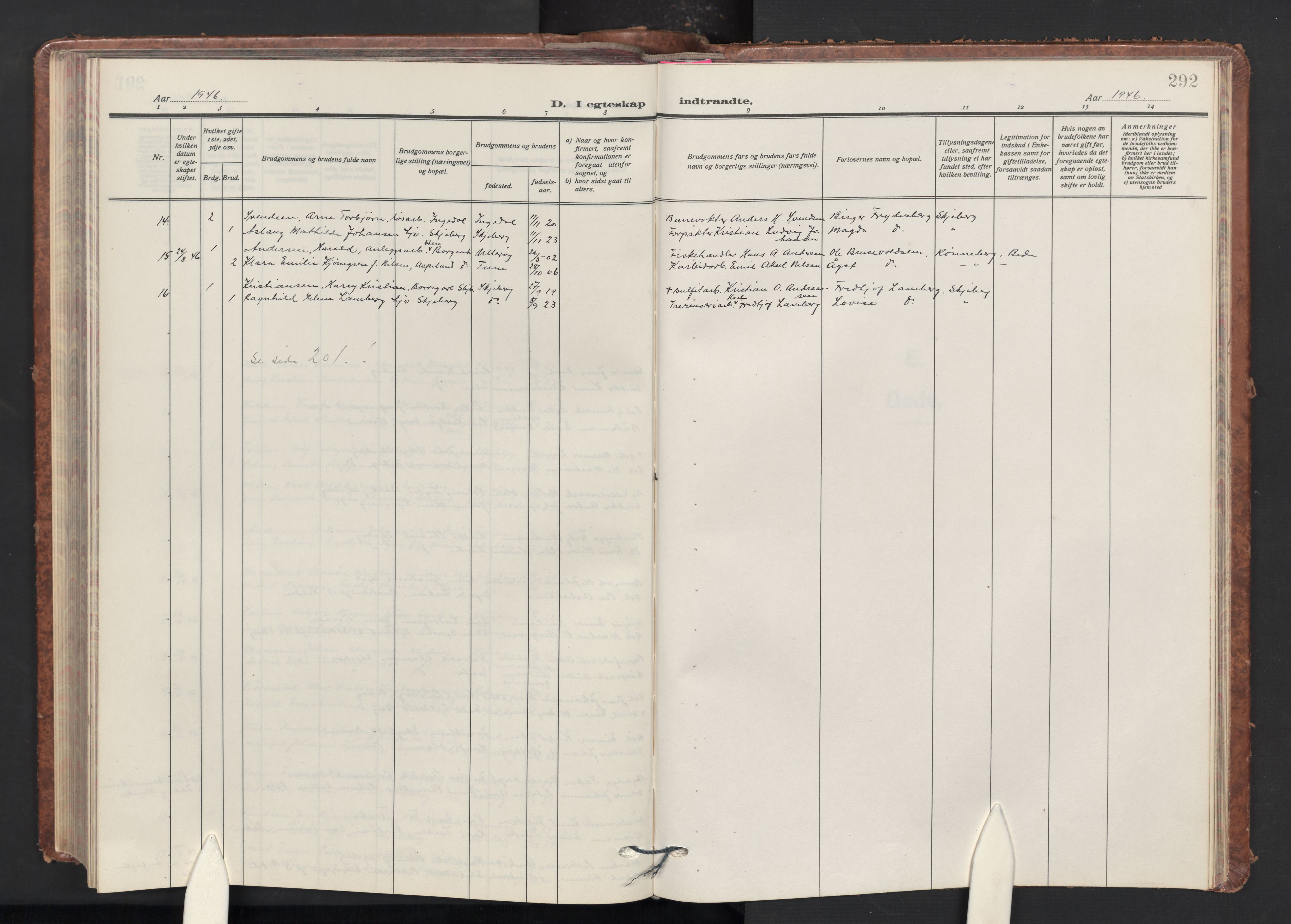 Skjeberg prestekontor Kirkebøker, AV/SAO-A-10923/G/Ga/L0003: Klokkerbok nr. I 3, 1922-1971, s. 292