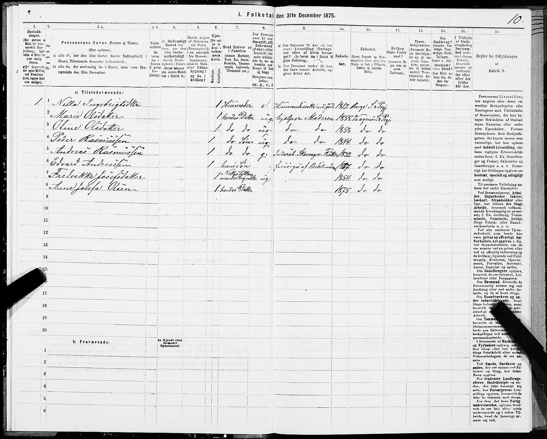 SAT, Folketelling 1875 for 1865P Vågan prestegjeld, 1875, s. 3010