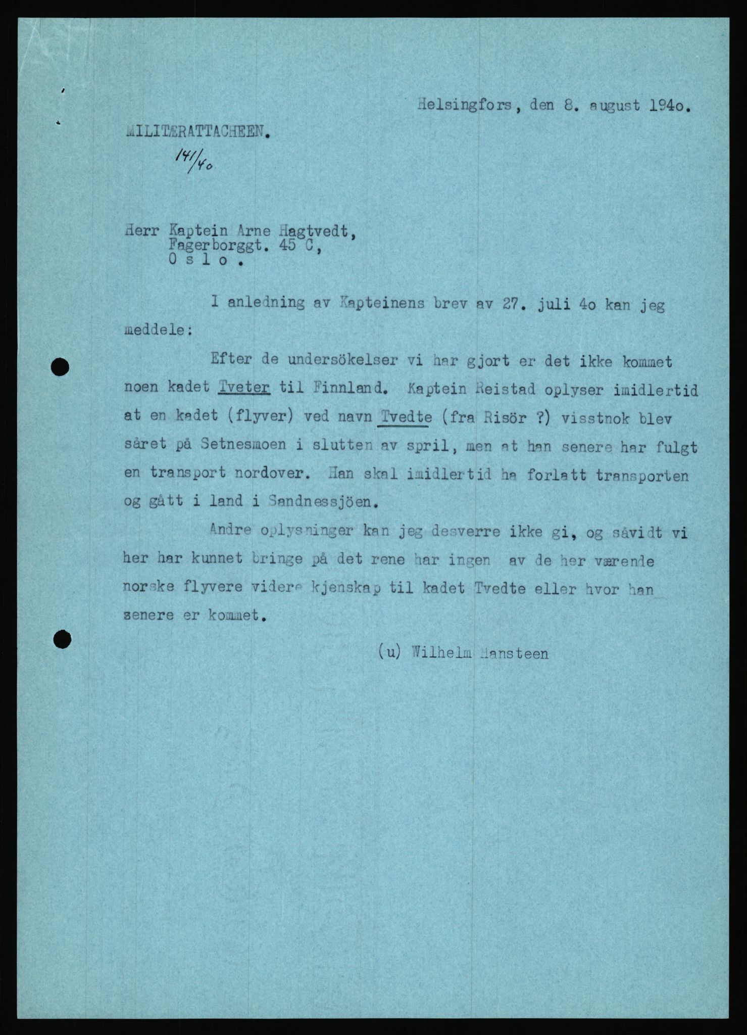 Forsvaret, Forsvarets krigshistoriske avdeling, AV/RA-RAFA-2017/Y/Ya/L0006: II-C-11-11,2 - Utenriksdepartementet.  Legasjonen i Helsingfors., 1940-1946, s. 112
