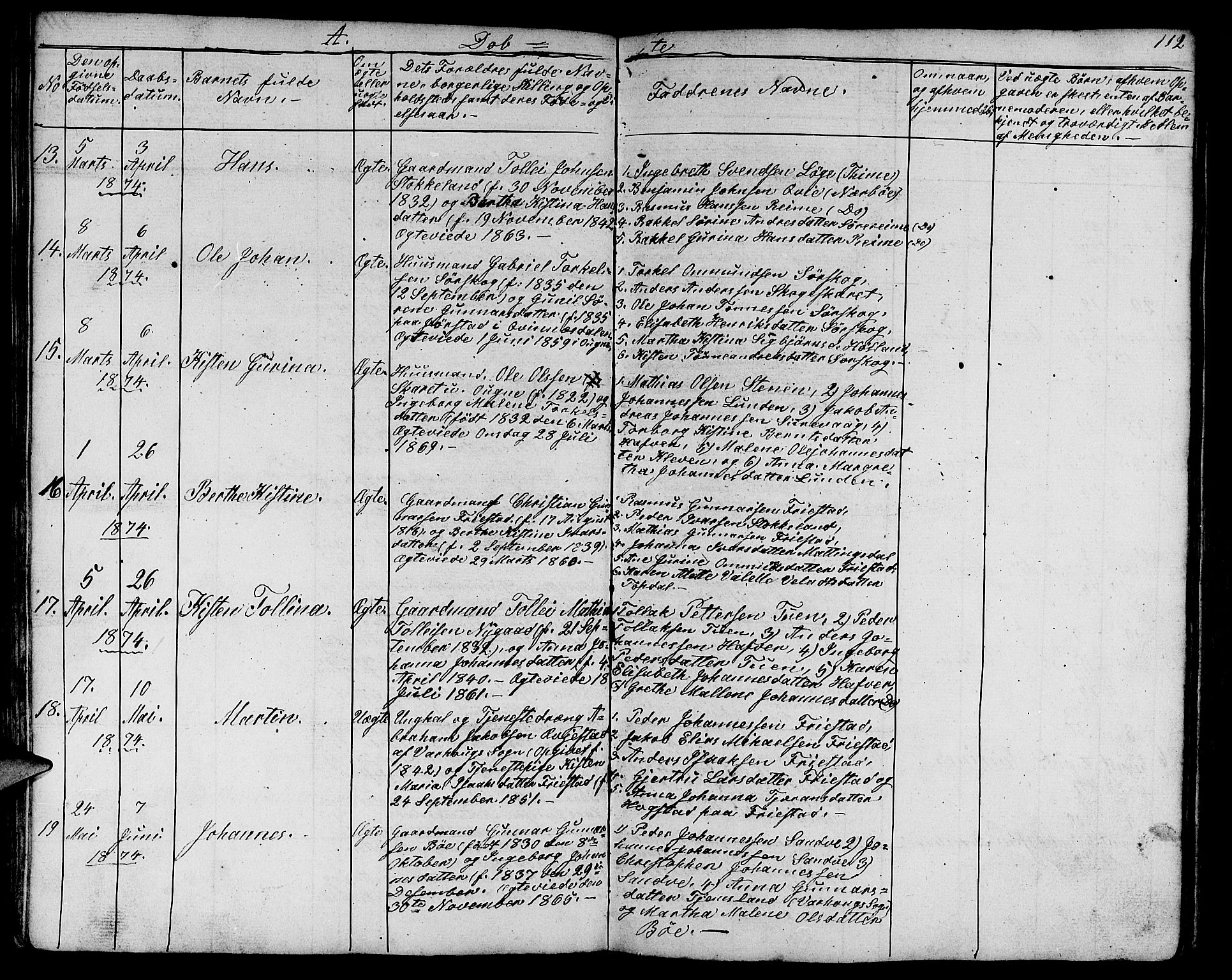 Eigersund sokneprestkontor, AV/SAST-A-101807/S09/L0003: Klokkerbok nr. B 3, 1846-1875, s. 112