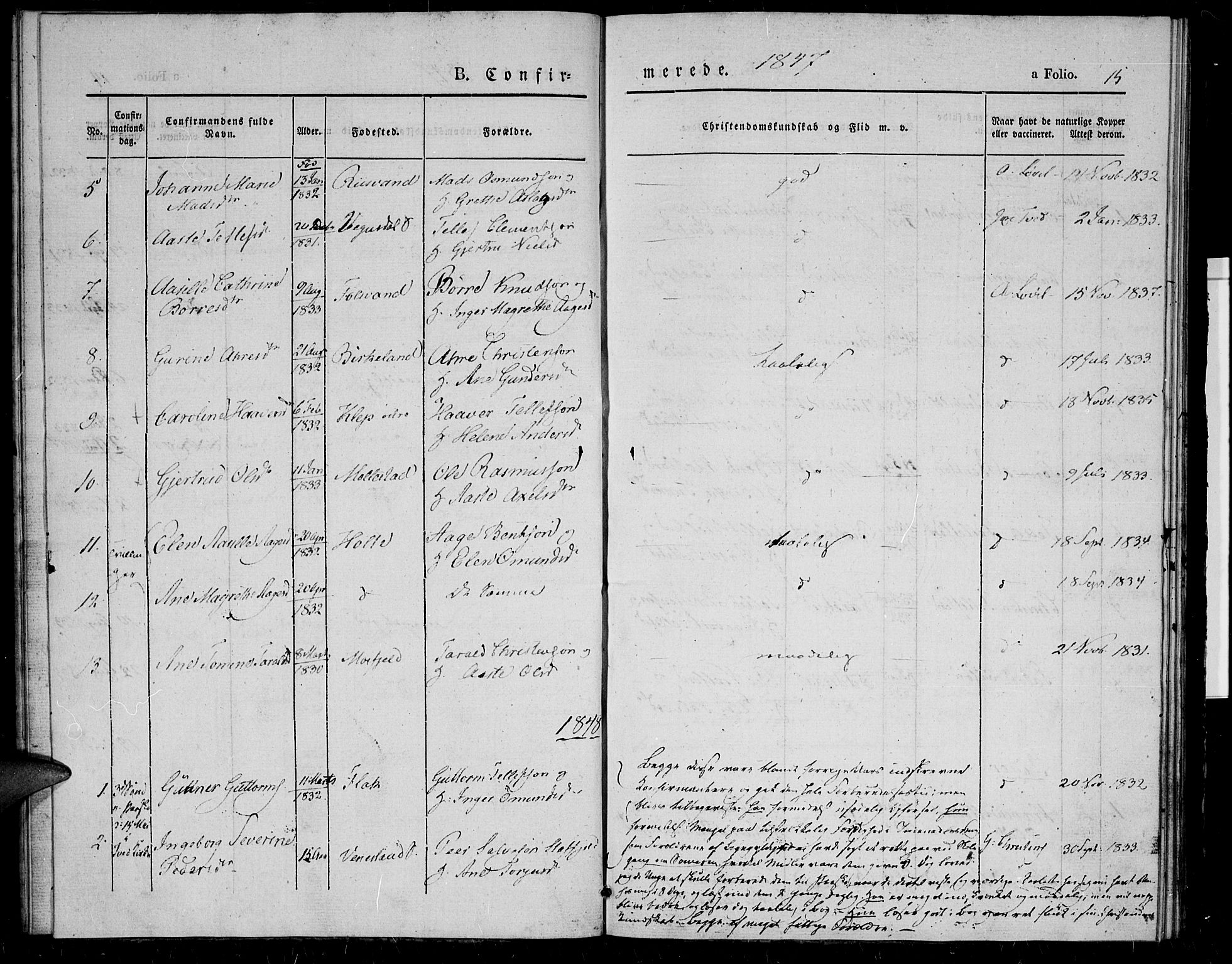 Birkenes sokneprestkontor, SAK/1111-0004/F/Fa/L0002: Ministerialbok nr. A 2, 1839-1849, s. 15