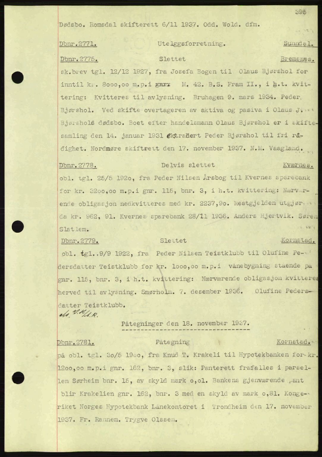 Nordmøre sorenskriveri, SAT/A-4132/1/2/2Ca: Pantebok nr. C80, 1936-1939, Dagboknr: 2771/1937