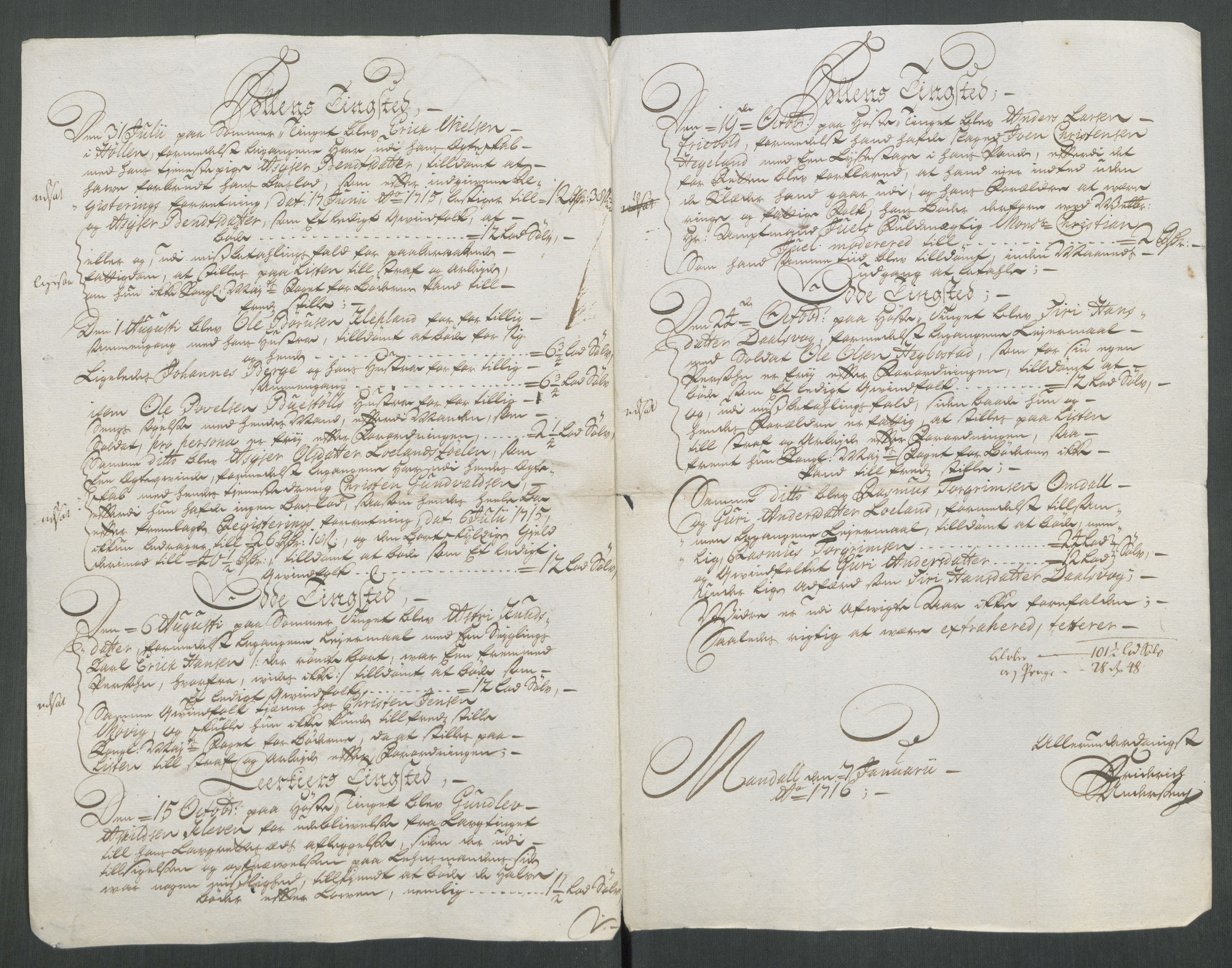 Rentekammeret inntil 1814, Reviderte regnskaper, Fogderegnskap, AV/RA-EA-4092/R43/L2559: Fogderegnskap Lista og Mandal, 1715, s. 176