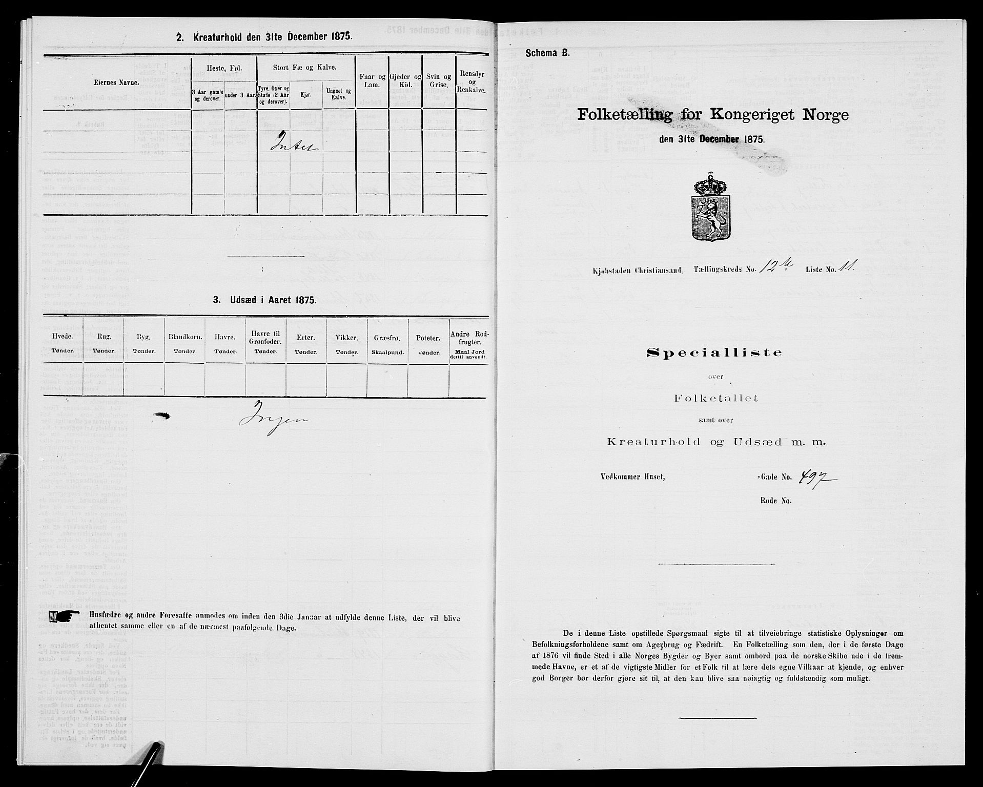 SAK, Folketelling 1875 for 1001P Kristiansand prestegjeld, 1875, s. 1950