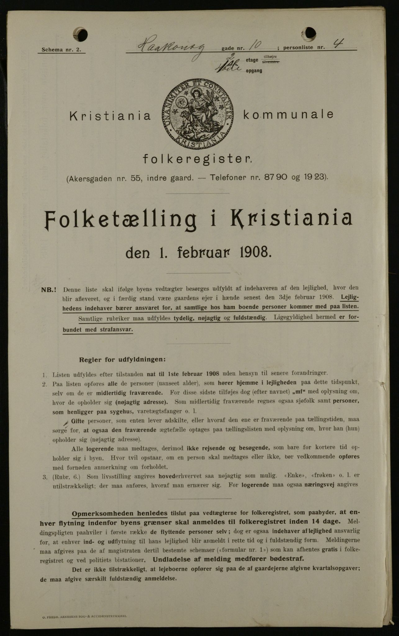 OBA, Kommunal folketelling 1.2.1908 for Kristiania kjøpstad, 1908, s. 38415