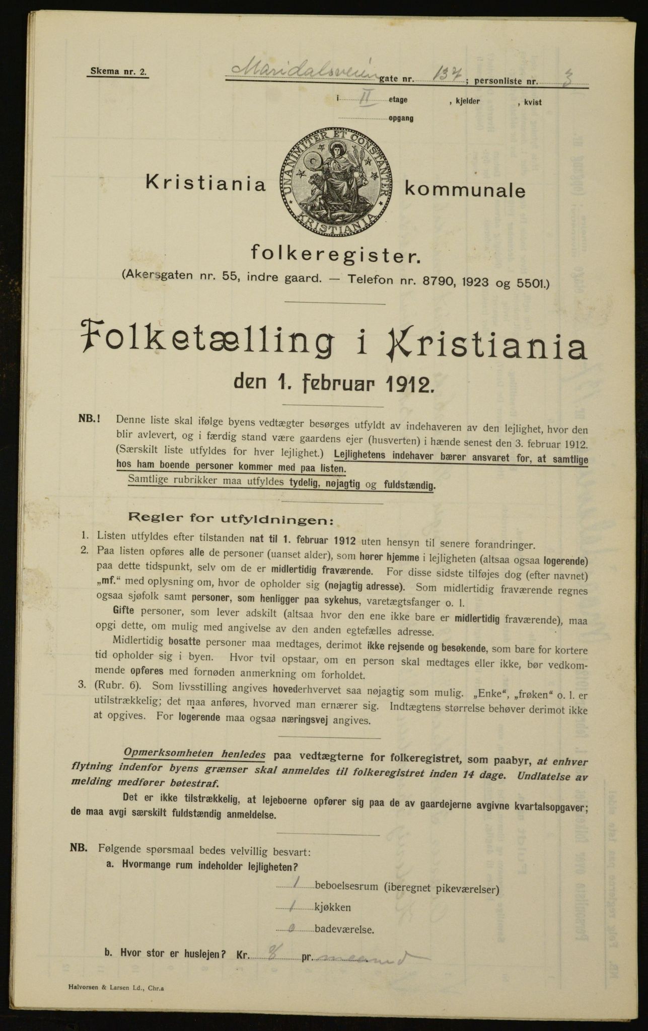 OBA, Kommunal folketelling 1.2.1912 for Kristiania, 1912, s. 62545