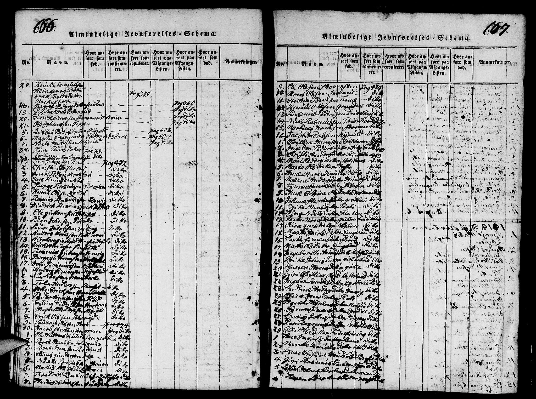 Eid sokneprestembete, AV/SAB-A-82301/H/Hab/Haba/L0001: Klokkerbok nr. A 1, 1816-1862, s. 666-667