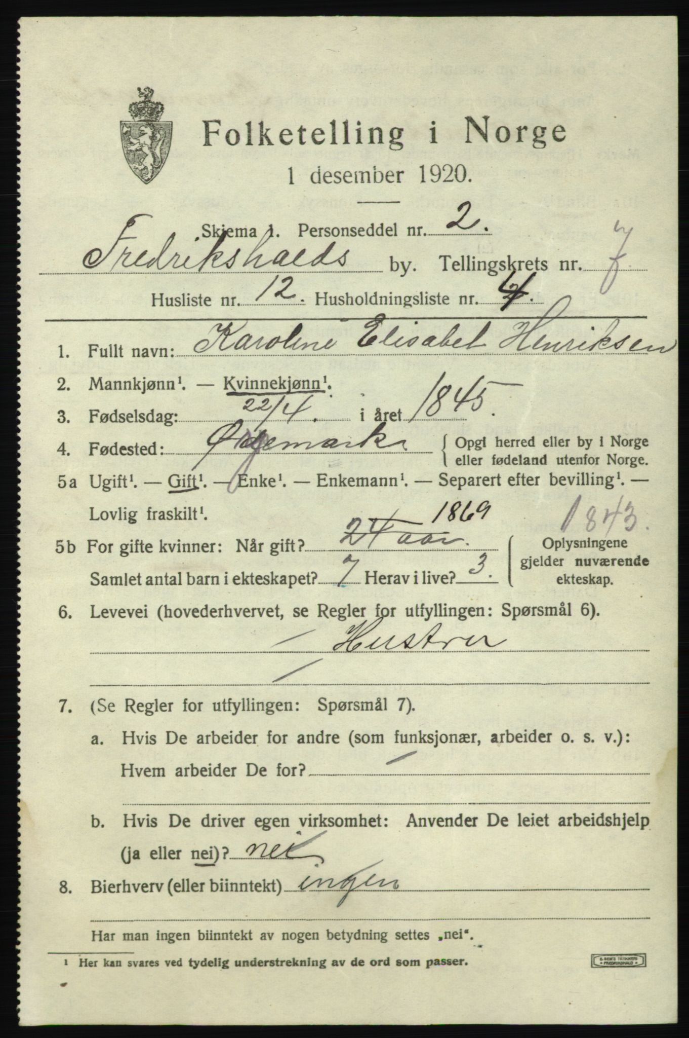 SAO, Folketelling 1920 for 0101 Fredrikshald kjøpstad, 1920, s. 14074
