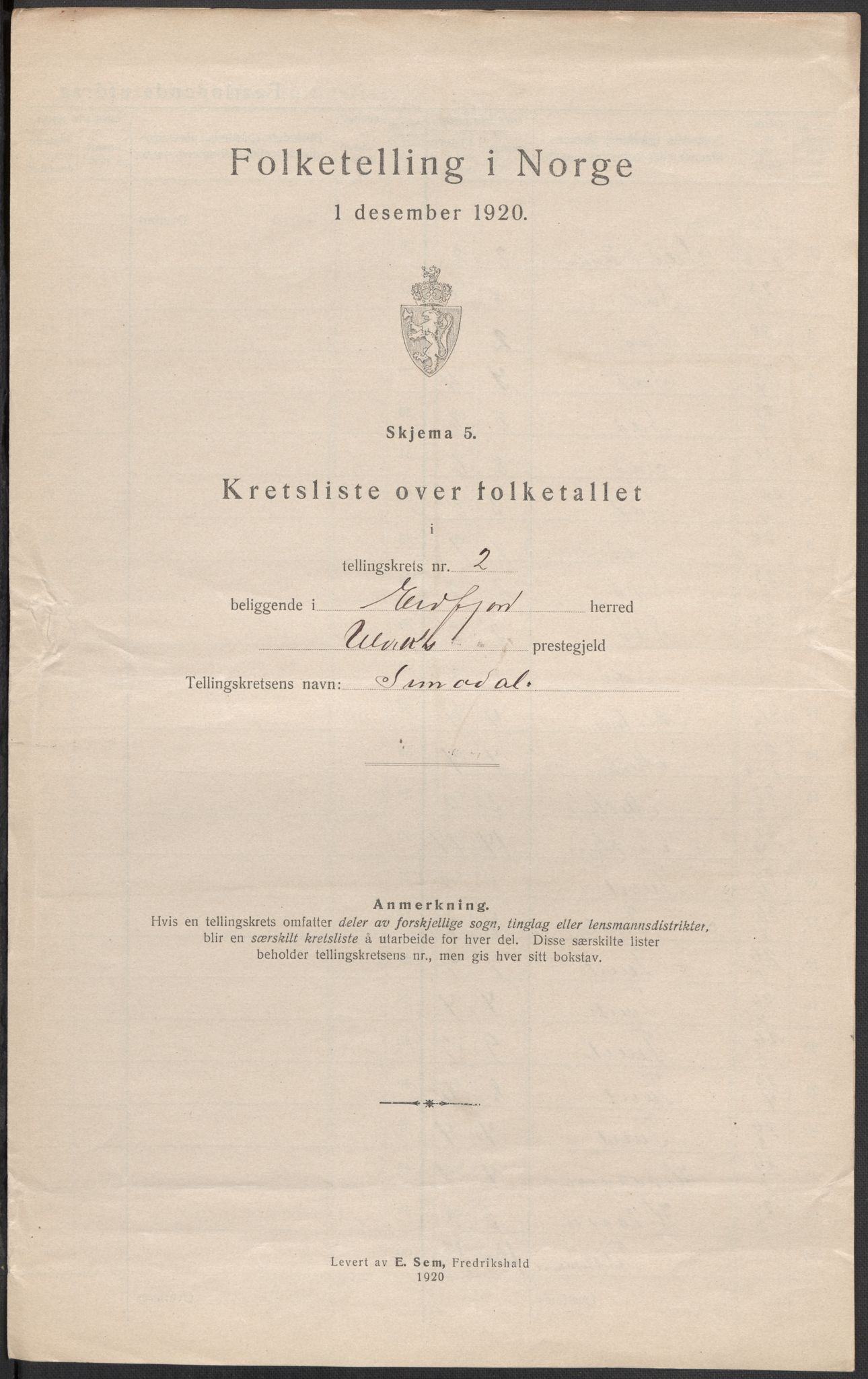 SAB, Folketelling 1920 for 1232 Eidfjord herred, 1920, s. 8