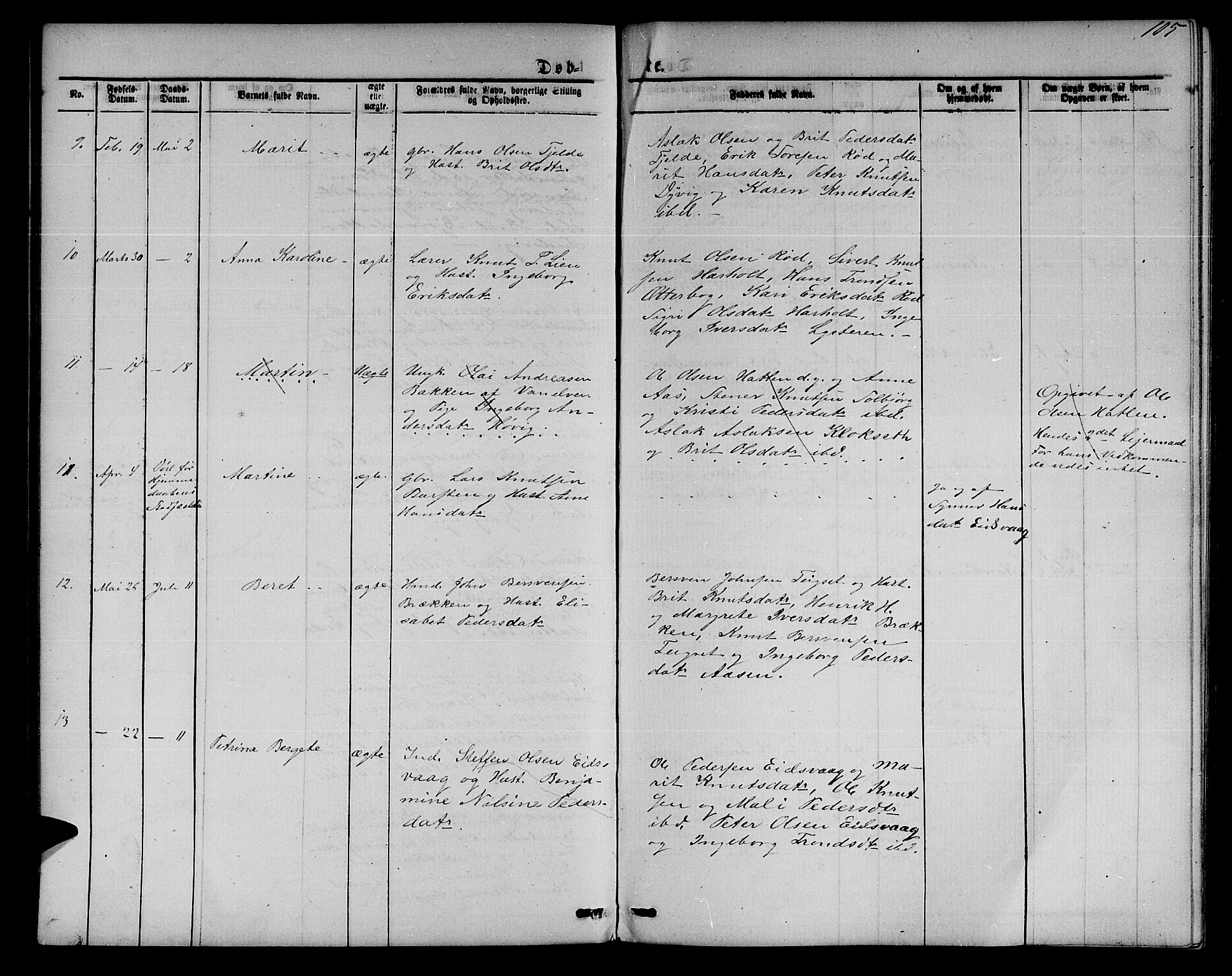 Ministerialprotokoller, klokkerbøker og fødselsregistre - Møre og Romsdal, AV/SAT-A-1454/551/L0630: Klokkerbok nr. 551C02, 1867-1885, s. 105