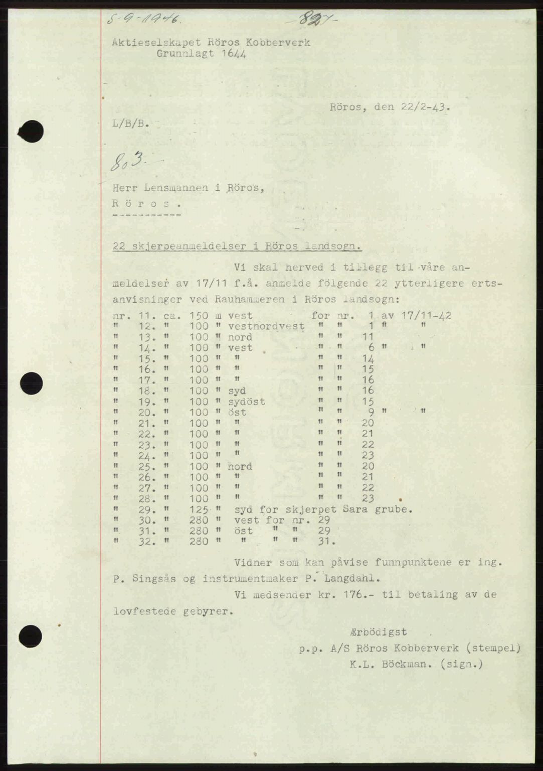 Gauldal sorenskriveri, SAT/A-0014/1/2/2C: Pantebok nr. A2, 1946-1946, Dagboknr: 803/1946