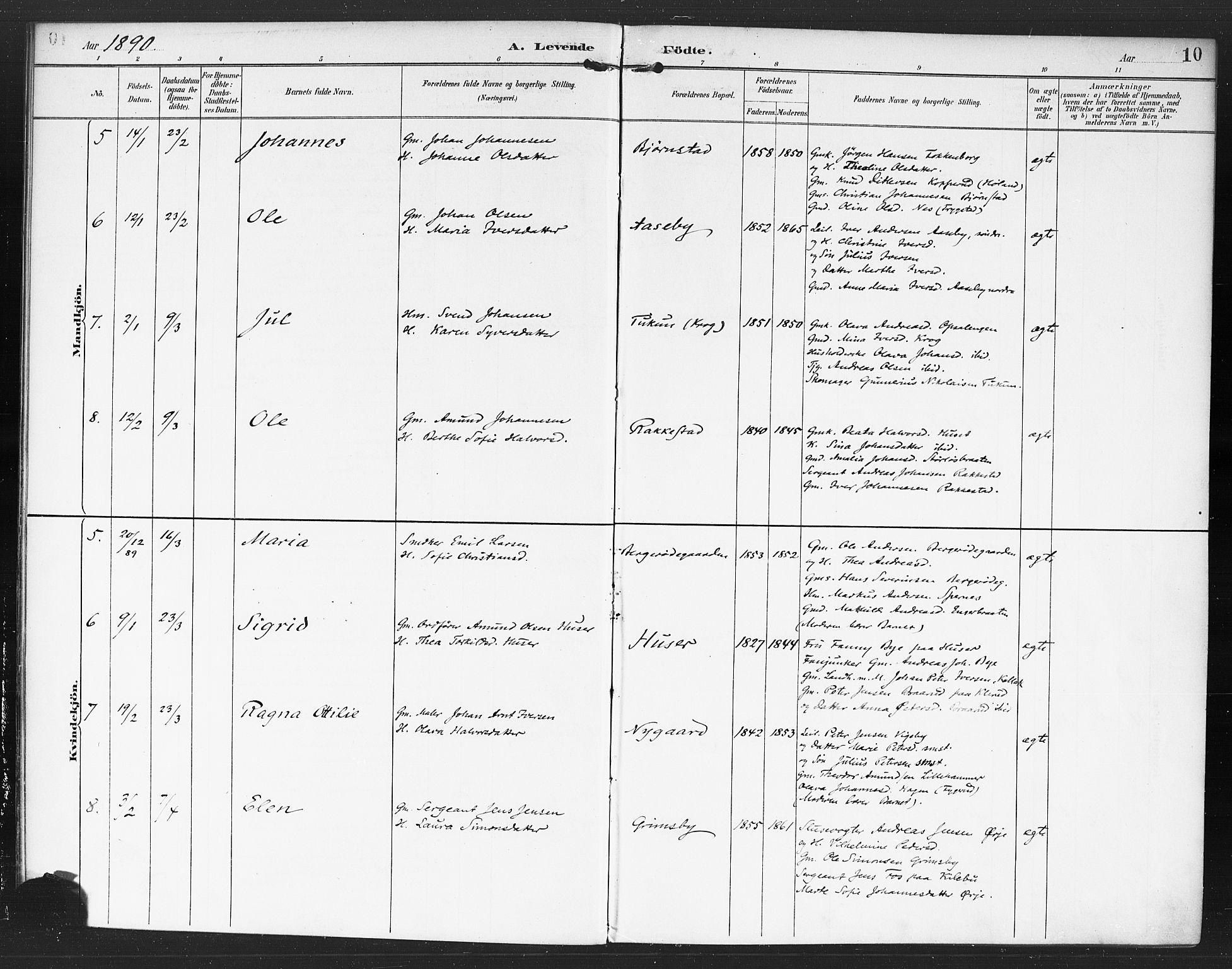 Rødenes prestekontor Kirkebøker, AV/SAO-A-2005/F/Fa/L0010: Ministerialbok nr. I 10, 1890-1900, s. 10