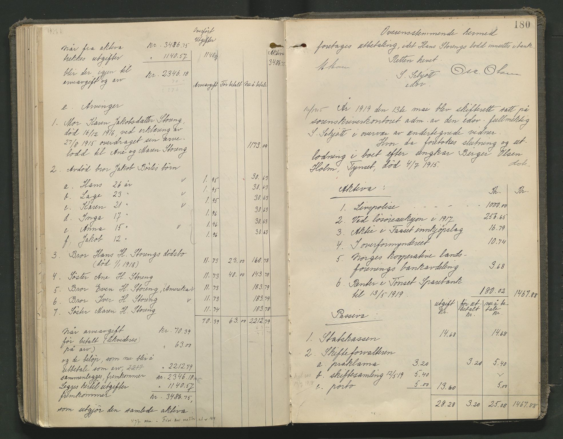 Nord-Østerdal tingrett, SAH/TING-020/J/Jd/L0006: Skifteutlodningsprotokoll, 1907-1920, s. 180