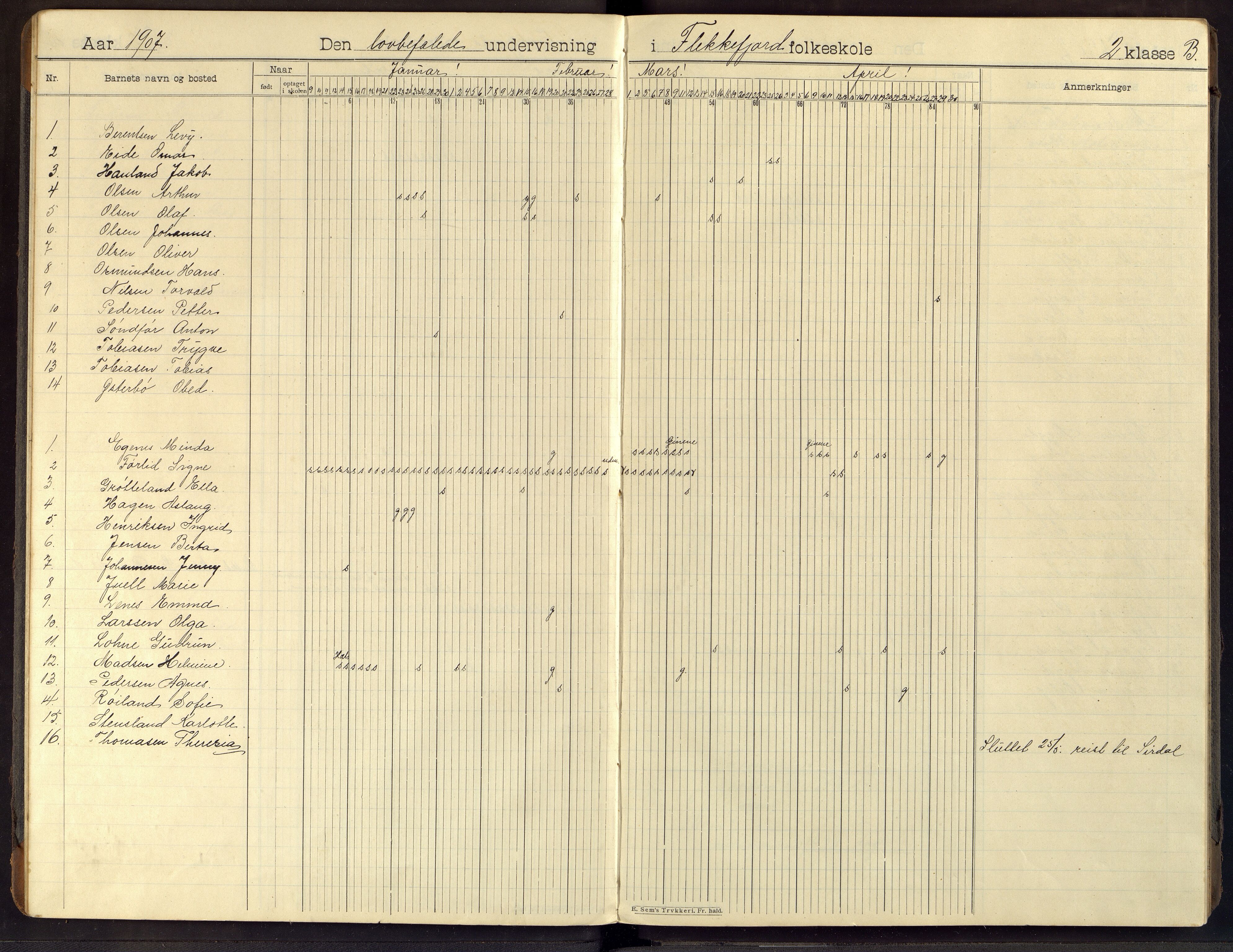 Flekkefjord By - Flekkefjord Folkeskole, ARKSOR/1004FG550/I/L0010: Dagbok, 1906-1914