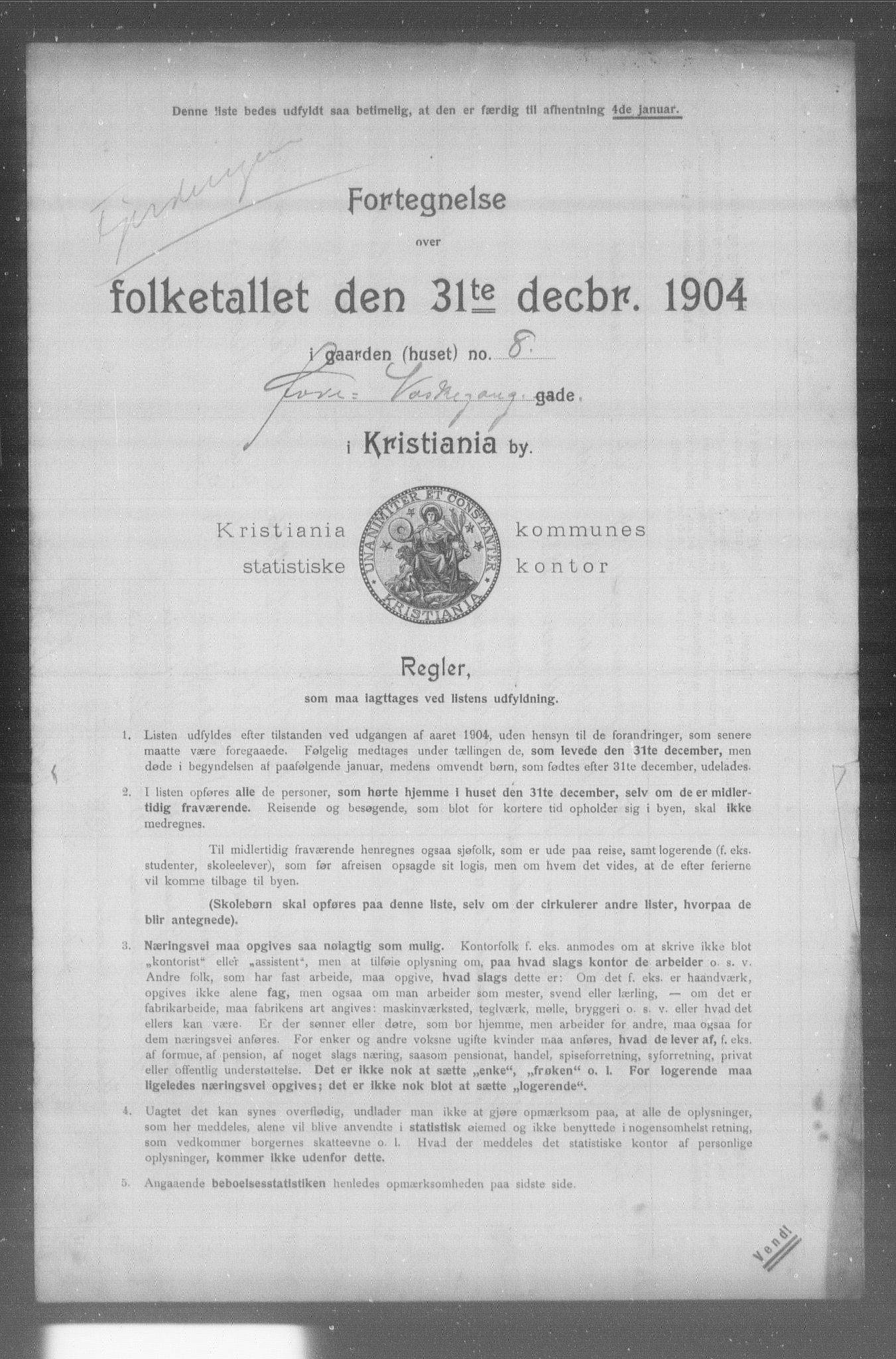 OBA, Kommunal folketelling 31.12.1904 for Kristiania kjøpstad, 1904, s. 24376