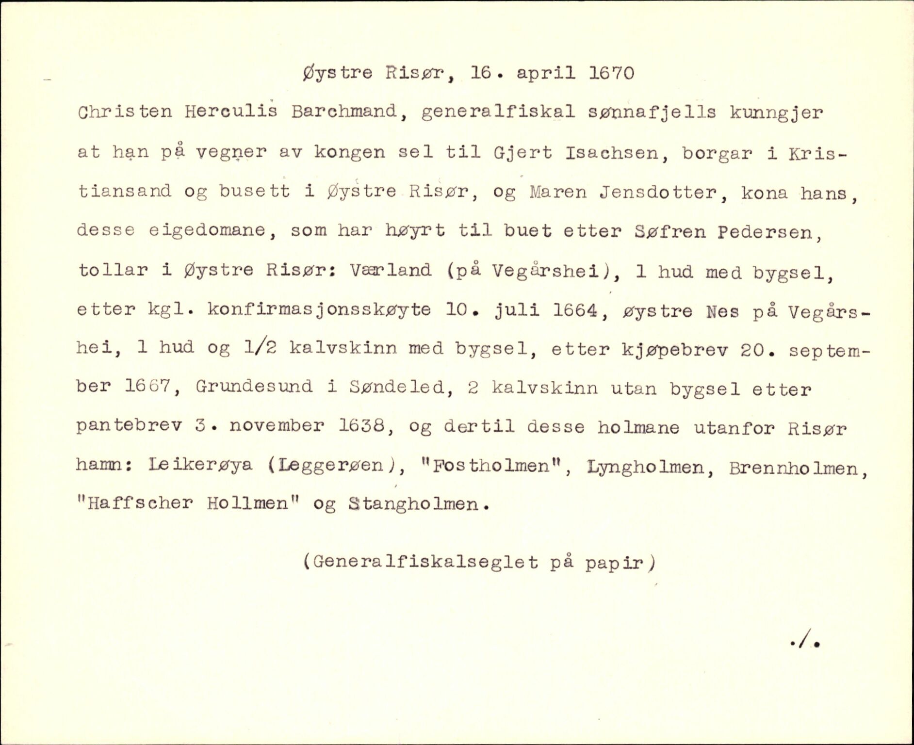 Riksarkivets diplomsamling, AV/RA-EA-5965/F35/F35d/L0005: Innlånte diplomer, seddelregister, 1661-1690, s. 227