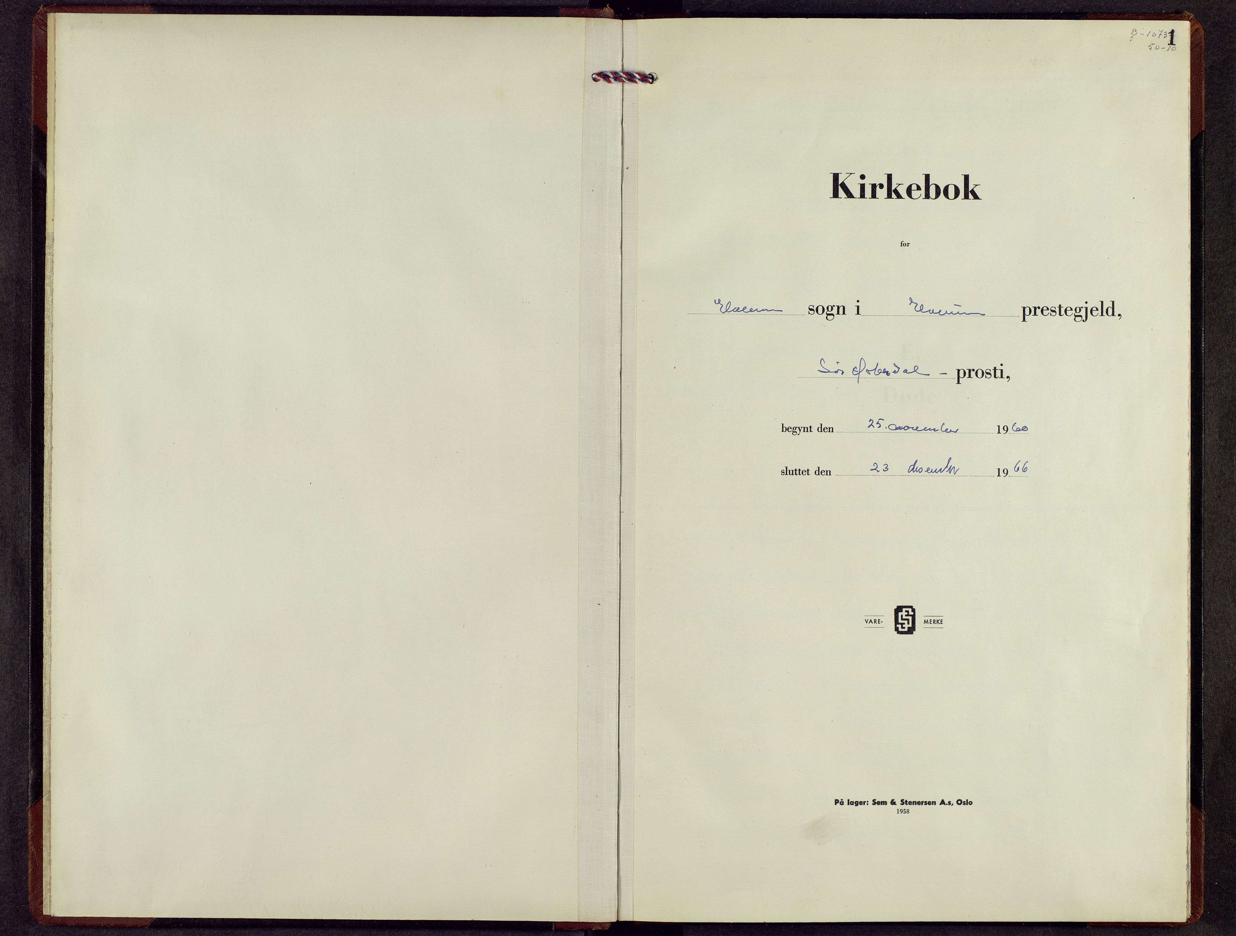 Elverum prestekontor, AV/SAH-PREST-044/H/Ha/Hab/L0027: Klokkerbok nr. 27, 1960-1967, s. 1