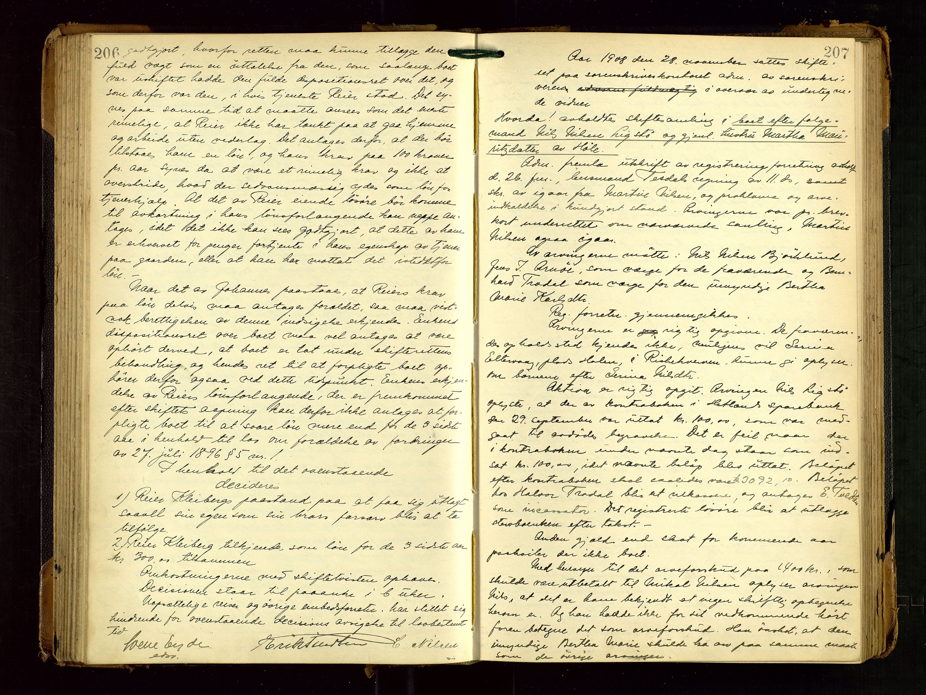 Ryfylke tingrett, AV/SAST-A-100055/001/IV/IVF/L0016: Skifteforhandlingsprotokoll, 1906-1915, s. 206-207