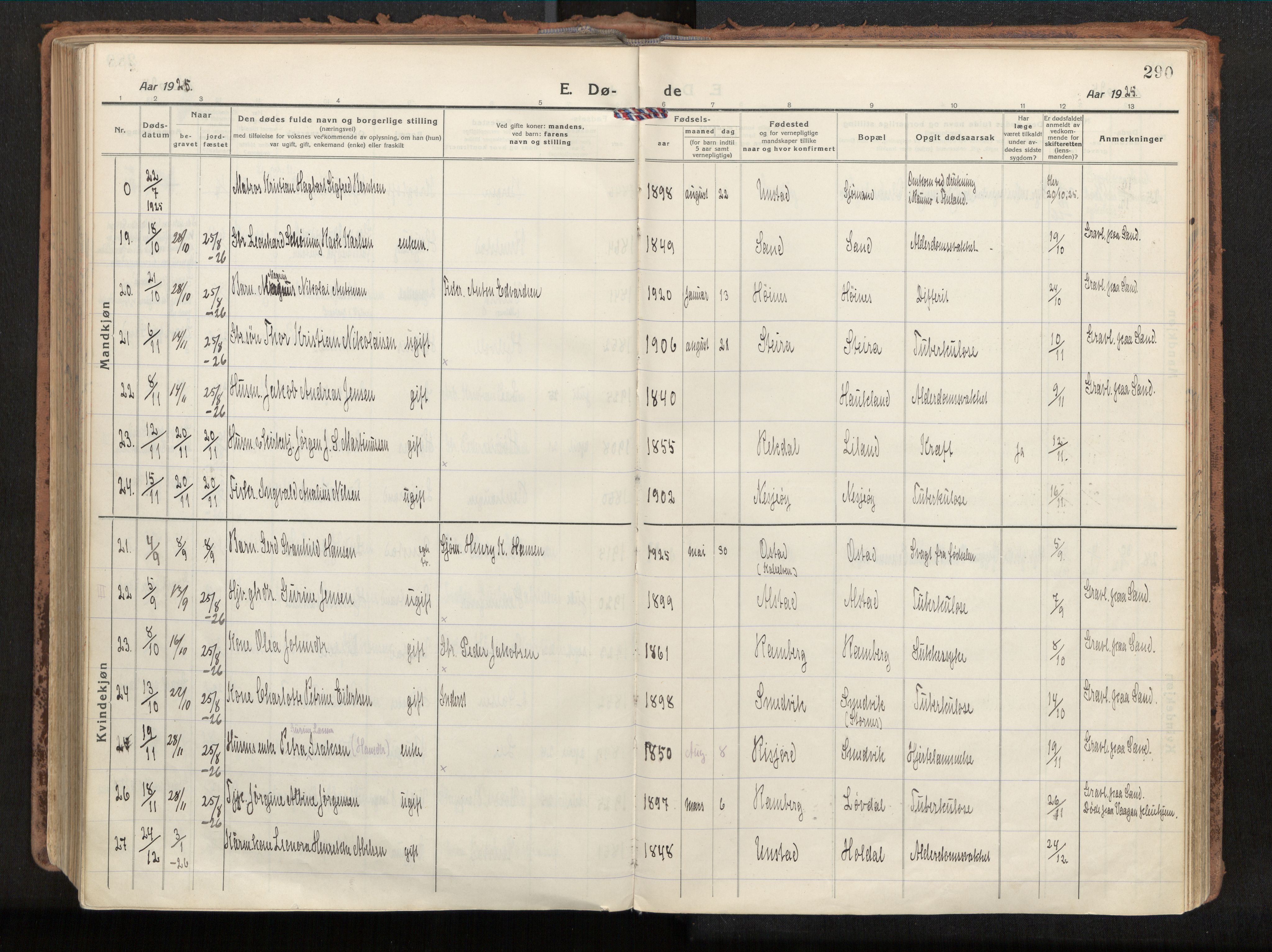 Ministerialprotokoller, klokkerbøker og fødselsregistre - Nordland, AV/SAT-A-1459/880/L1136: Ministerialbok nr. 880A10, 1919-1927, s. 290