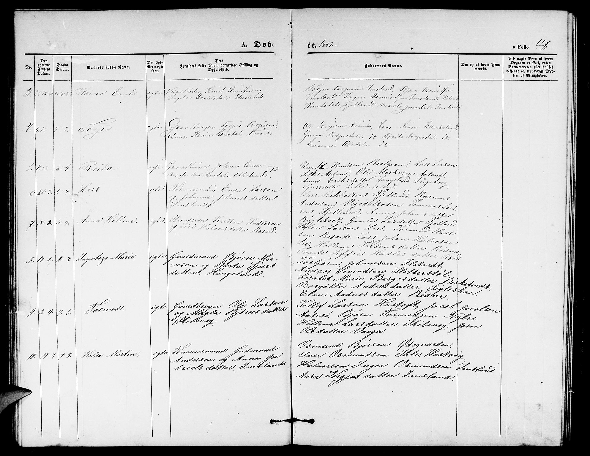 Vikedal sokneprestkontor, AV/SAST-A-101840/01/V: Klokkerbok nr. B 4, 1868-1890, s. 48